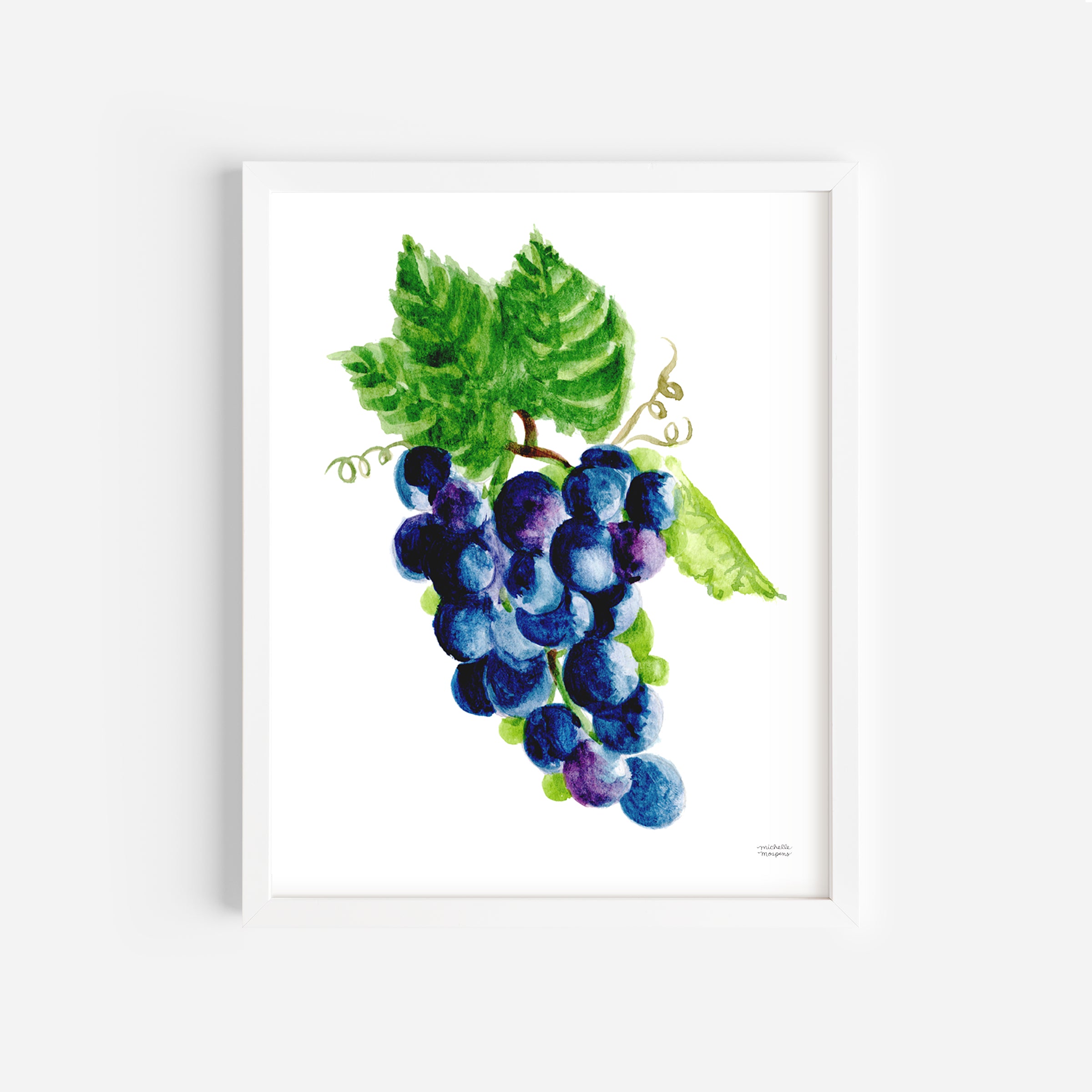 Watercolor Grapes Wall Art Print Unframed
