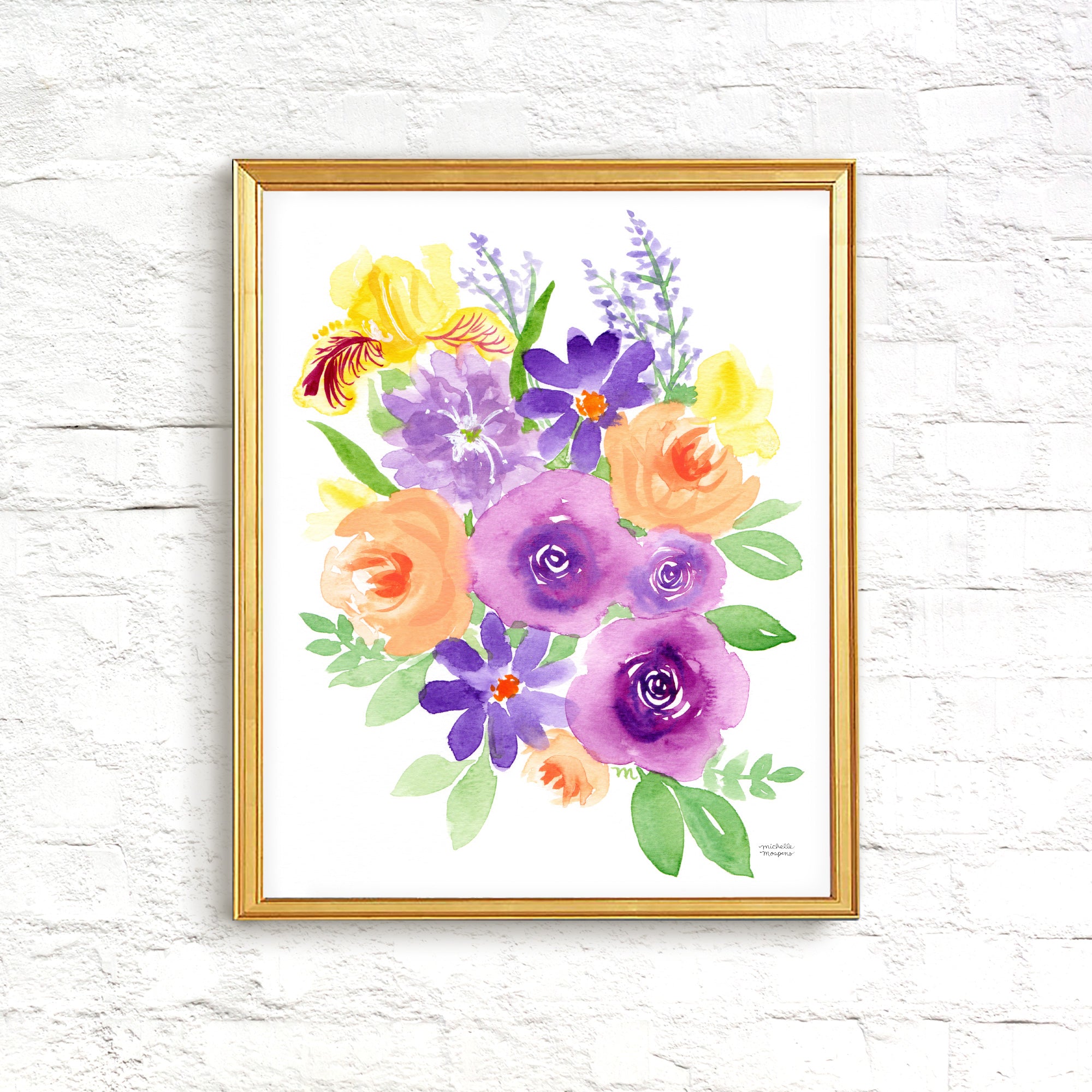 Garden Gathering Floral Watercolor Wall Art Print
