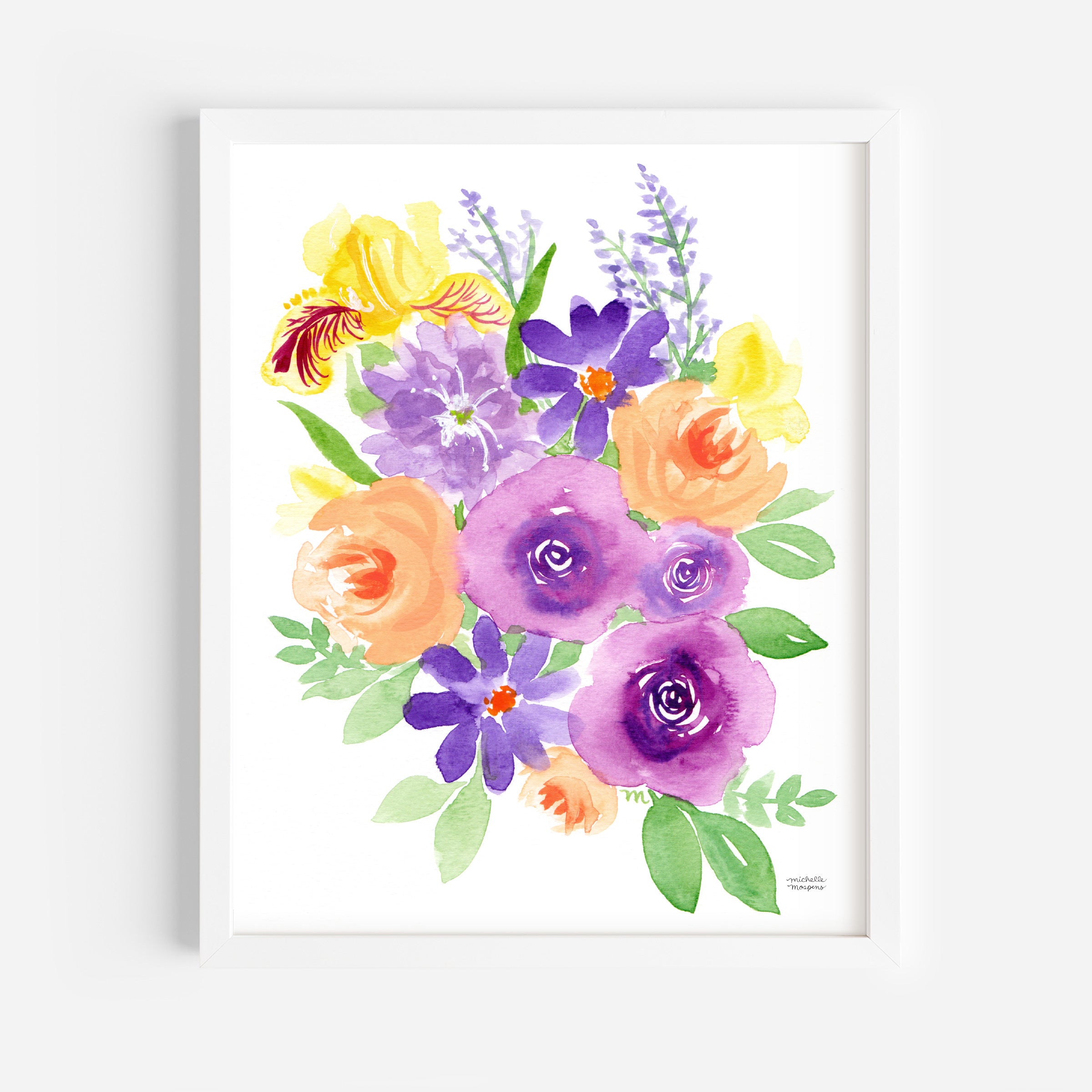 Garden Gathering Floral Watercolor Wall Art Print