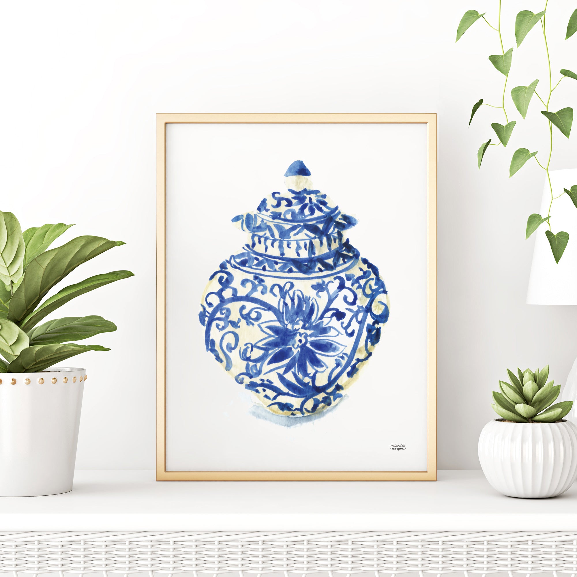 Watercolor Ginger Jar No4 Art Print