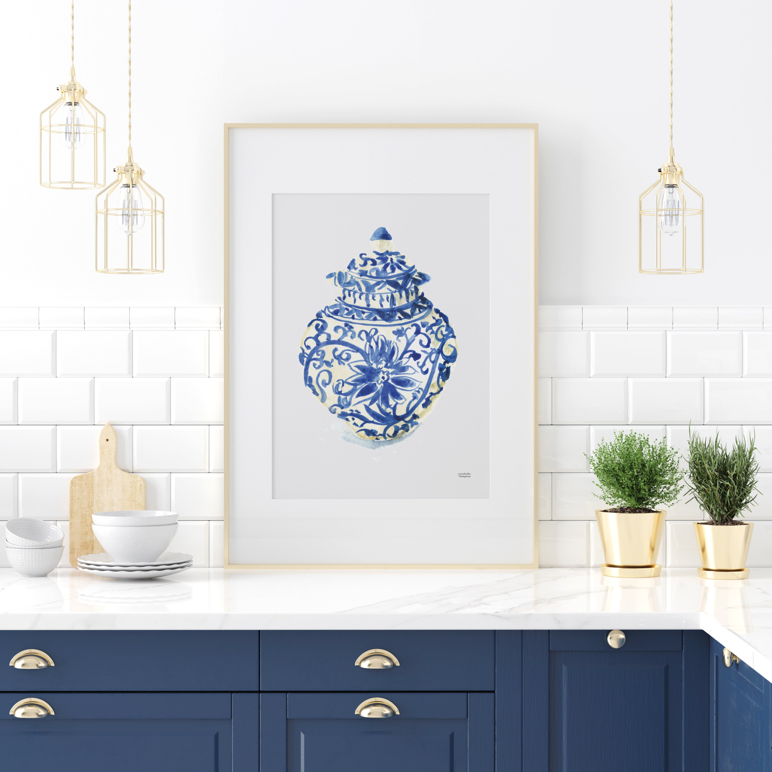 Watercolor Ginger Jar No4 Art Print