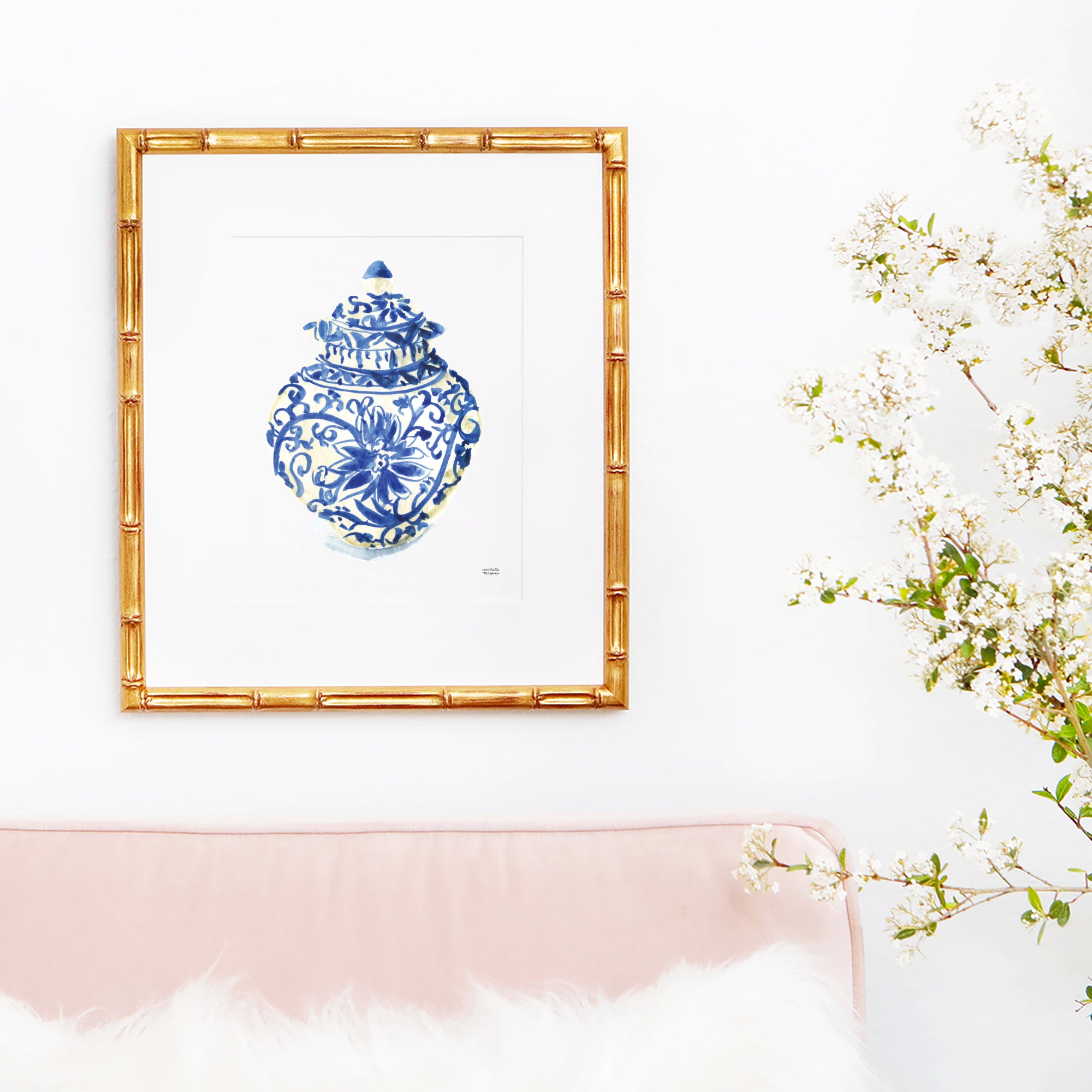 Watercolor Ginger Jar No4 Art Print
