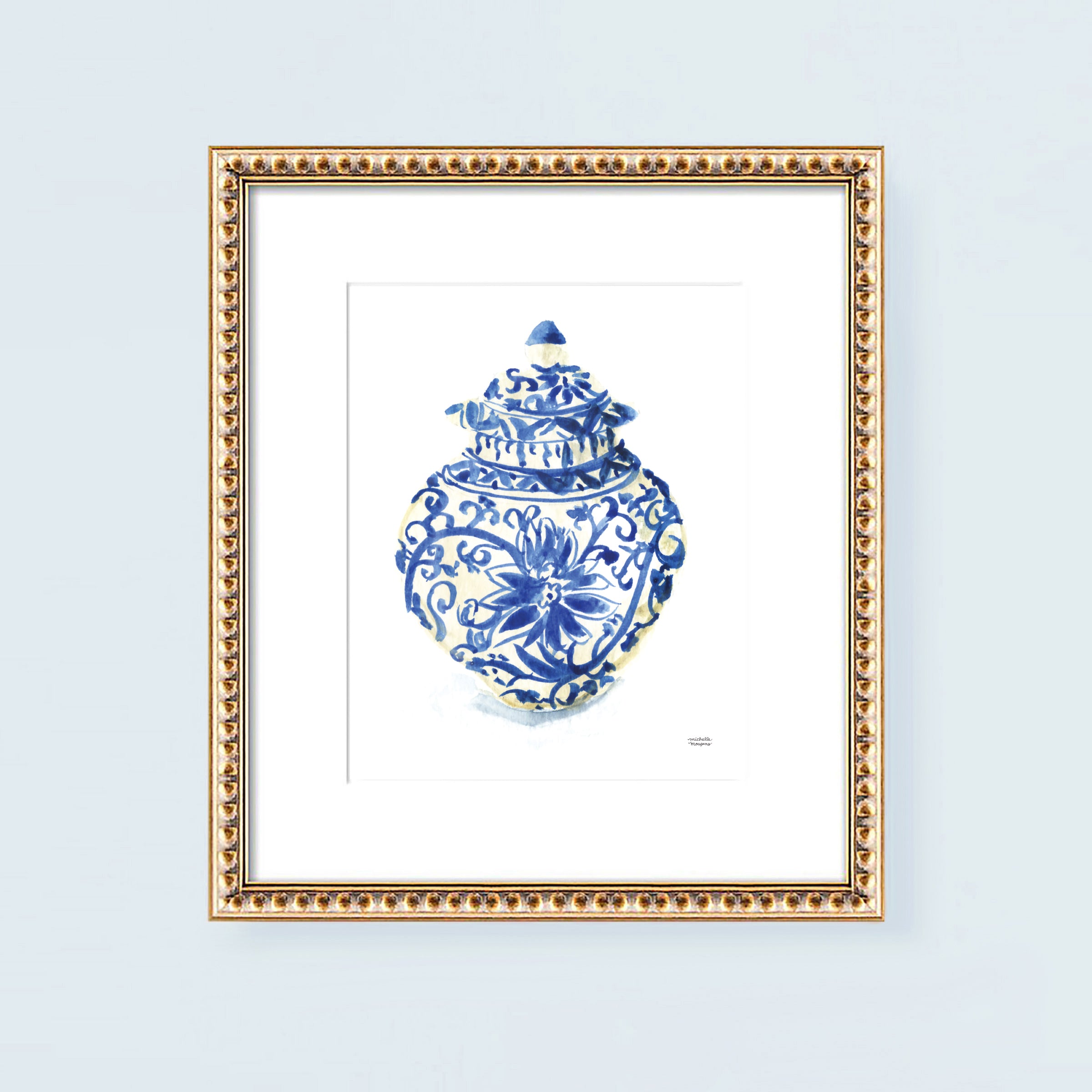 Watercolor Ginger Jar No4 Art Print