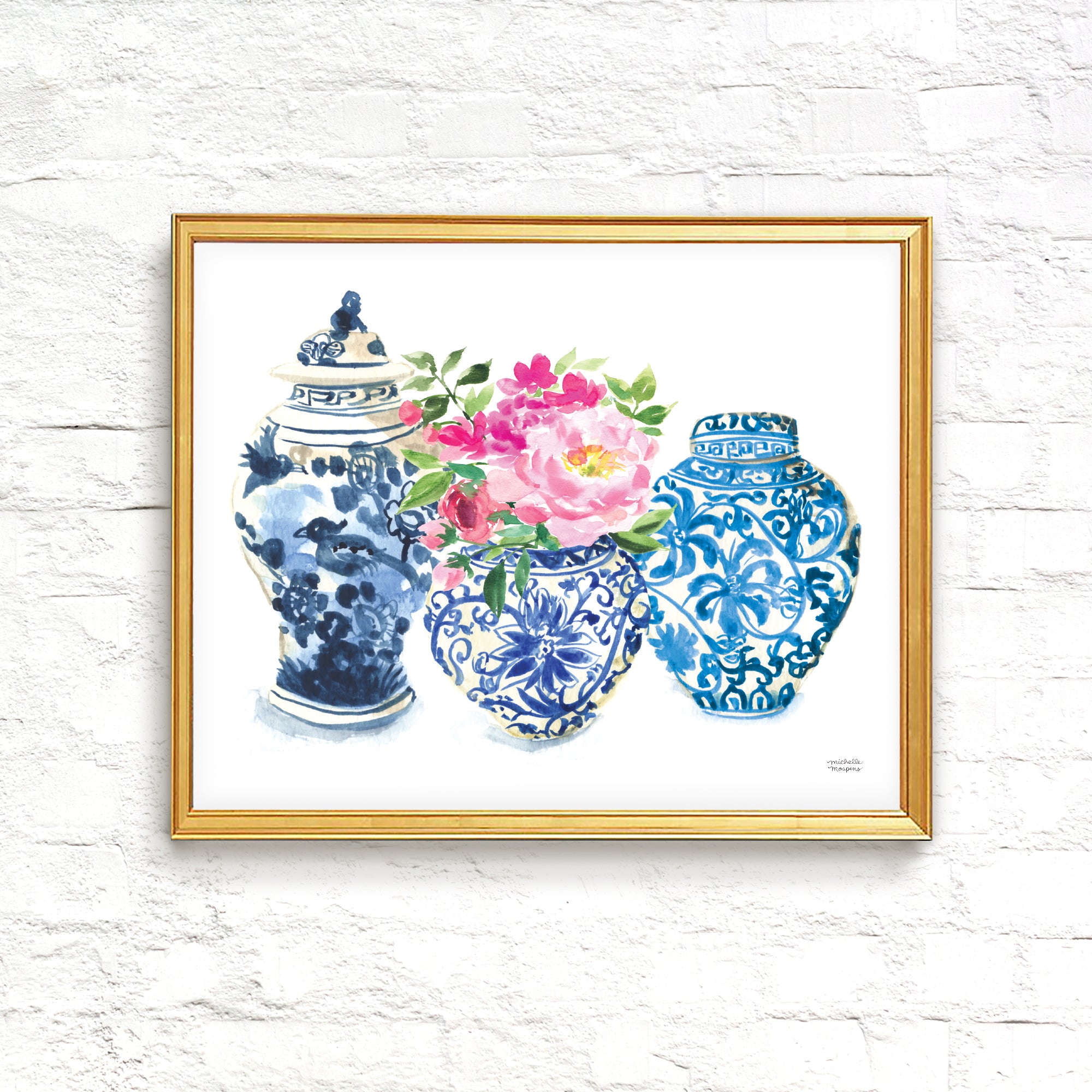 3 Ginger Jars No. 6 Watercolor Art Print