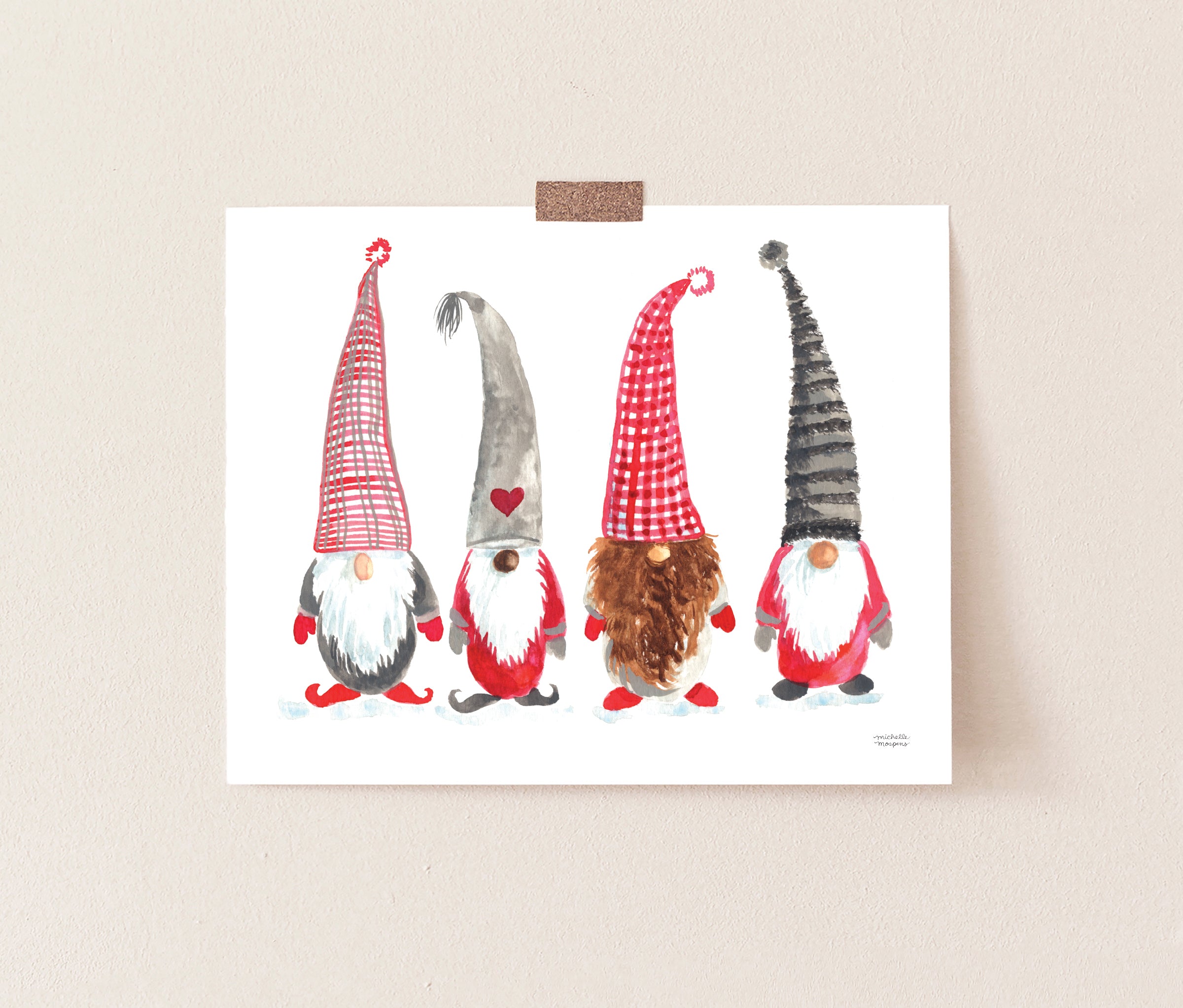 Illustrated Gnomes Watercolor Art Print