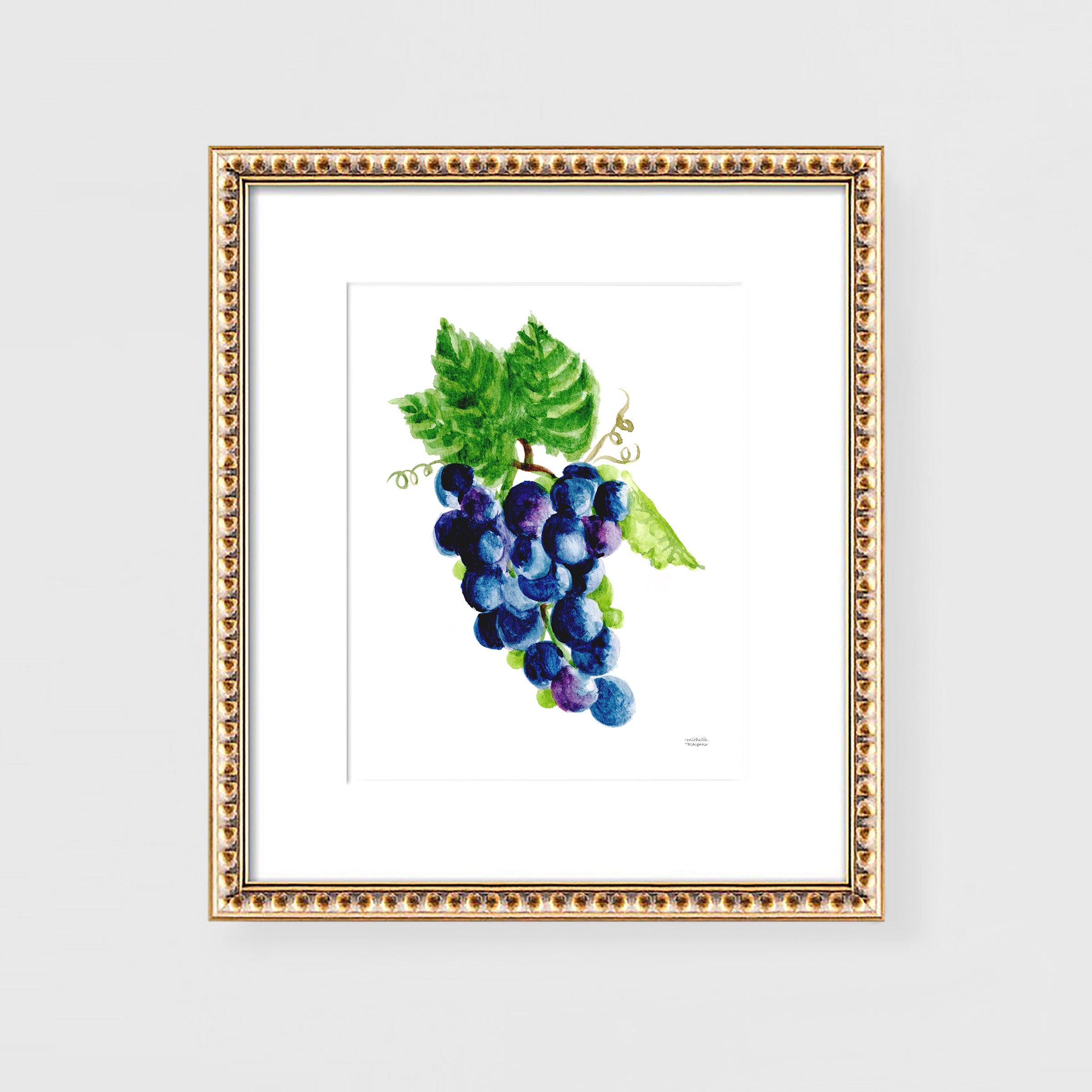 Watercolor Grapes Wall Art Print Unframed