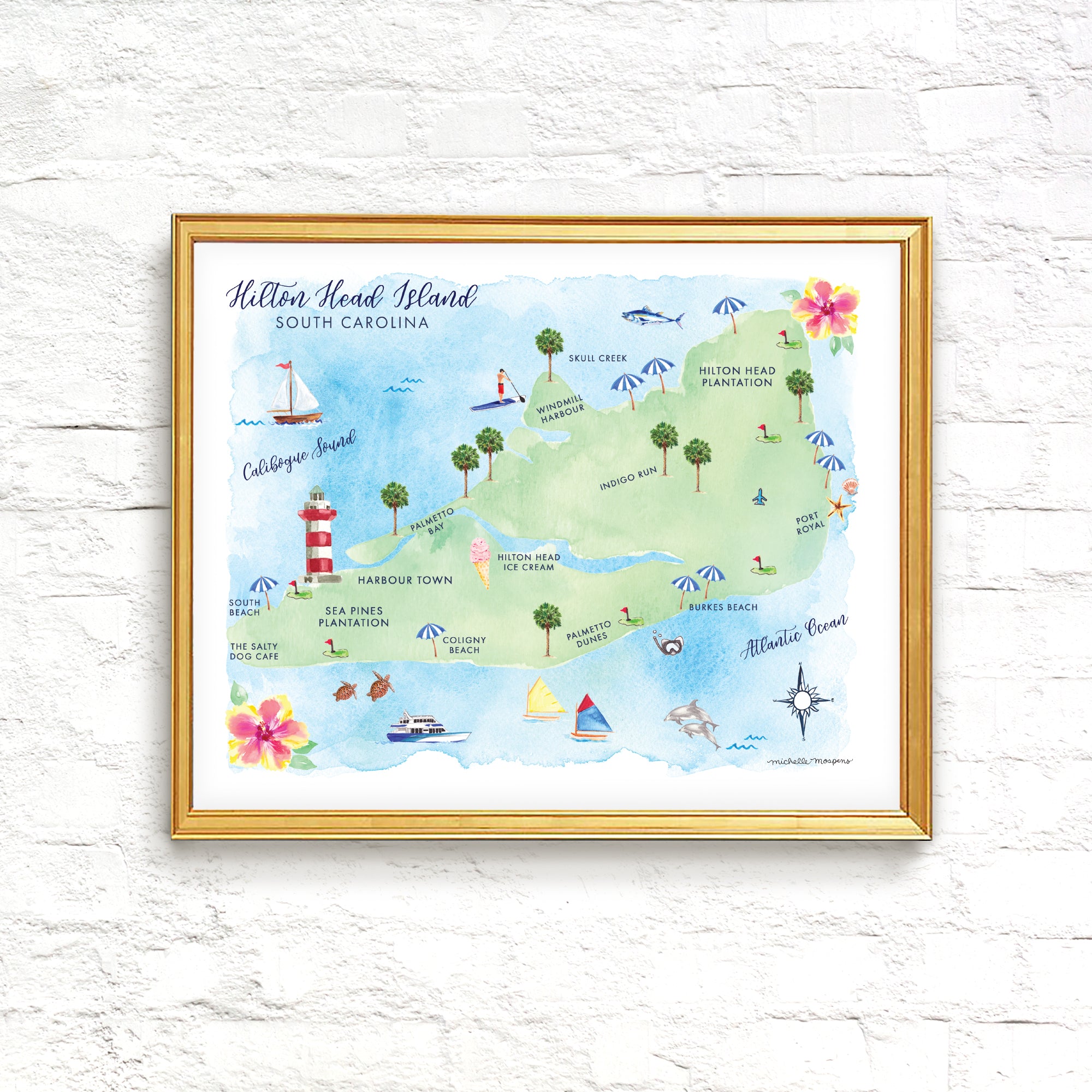 Hilton Head Island Map Art Print
