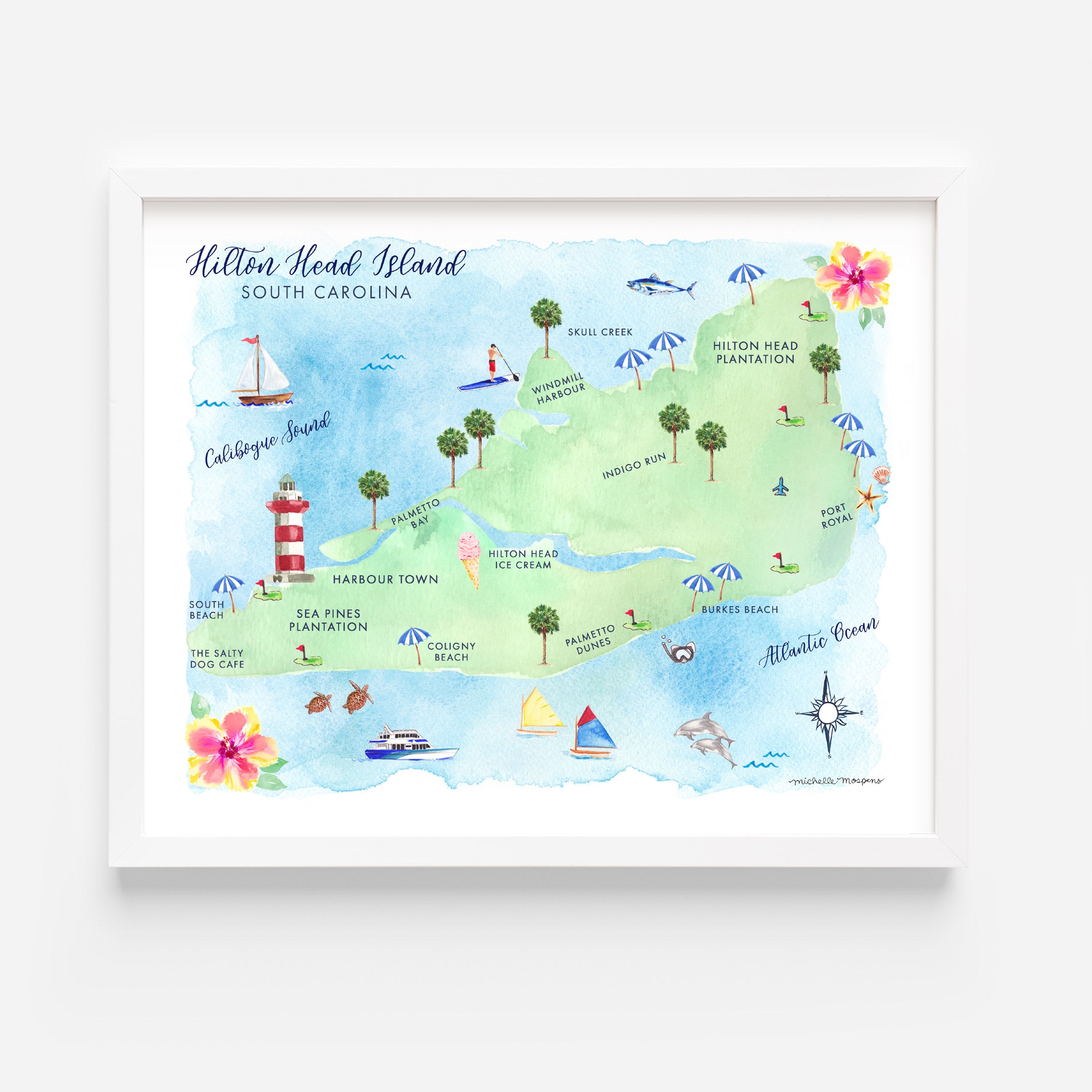 Hilton Head Island Map Art Print