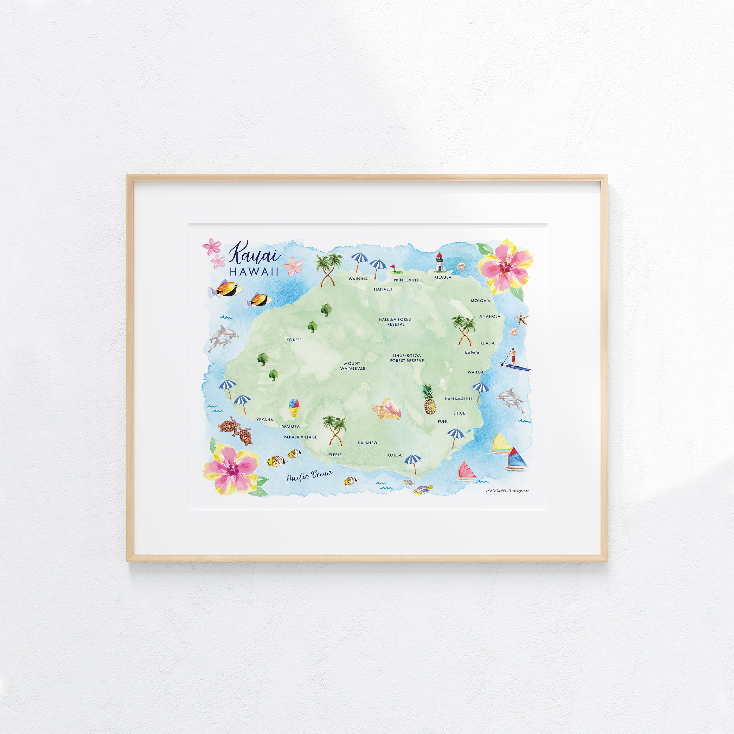 Kauai Hawaii Map Art Print