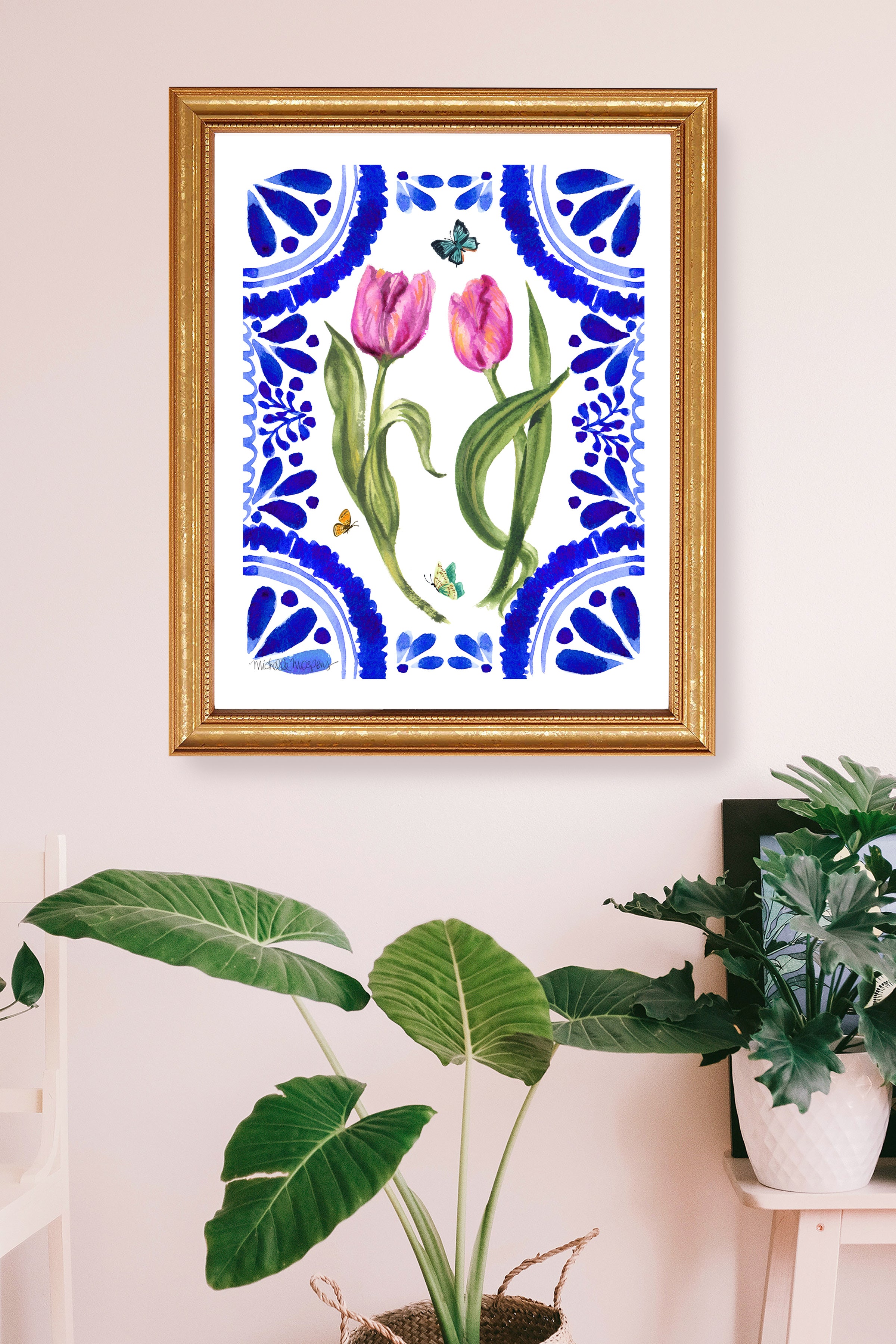 Watercolor Talavera Spring Blooms Unframed Wall Art Print