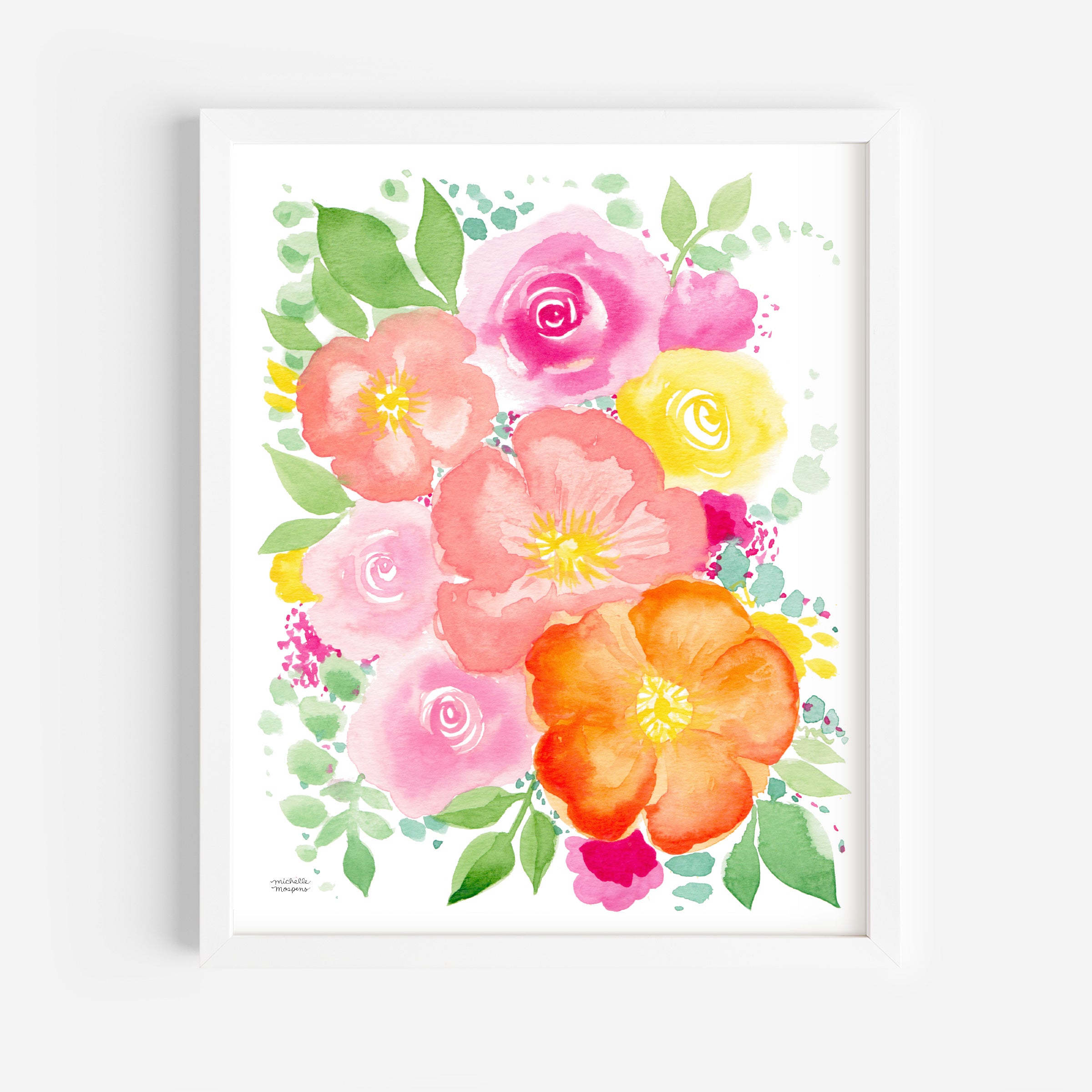 Orange You Glad Floral Watercolor Wall Art Print