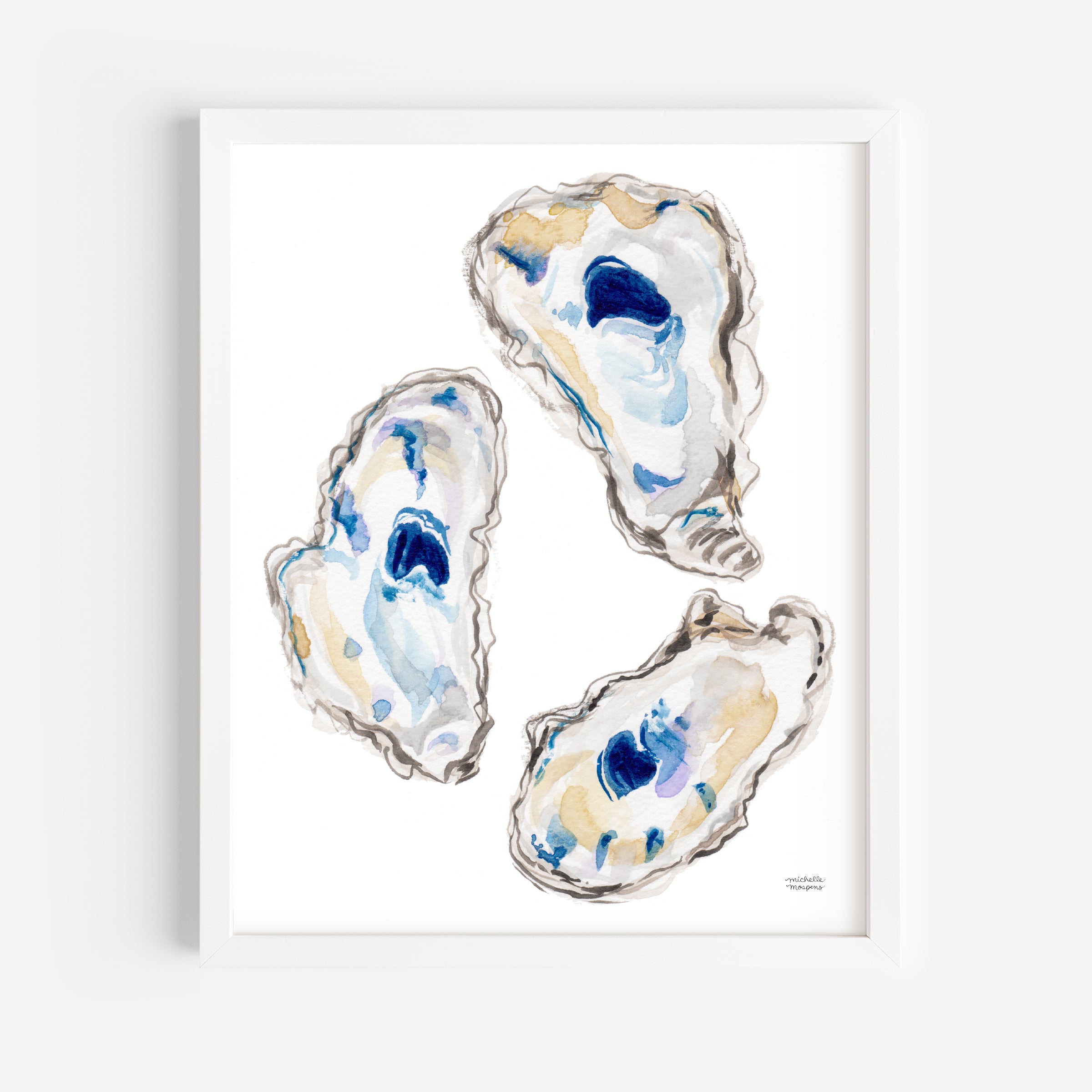 Oyster Shells Art, Oyster Shells Print, Oyster Shells Wall Art, Watercolor Oysters Art