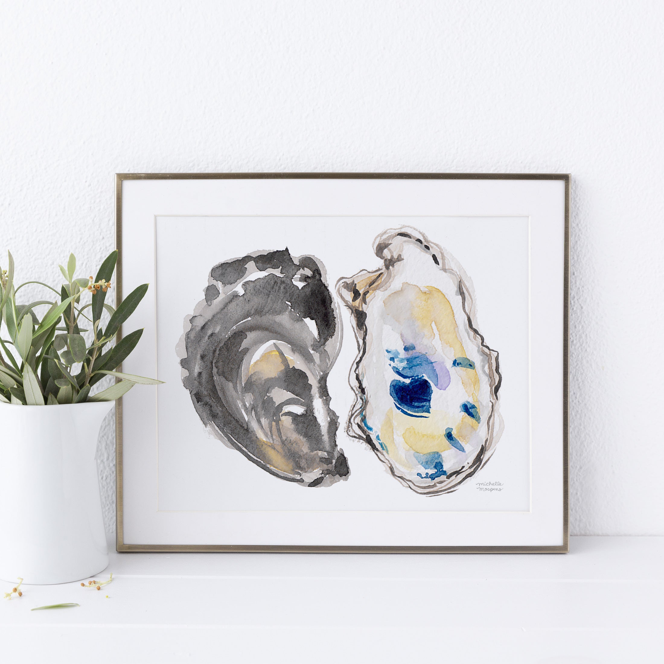 Watercolor Oysters No2 Unframed Wall Art Print Coastal Wall Decor