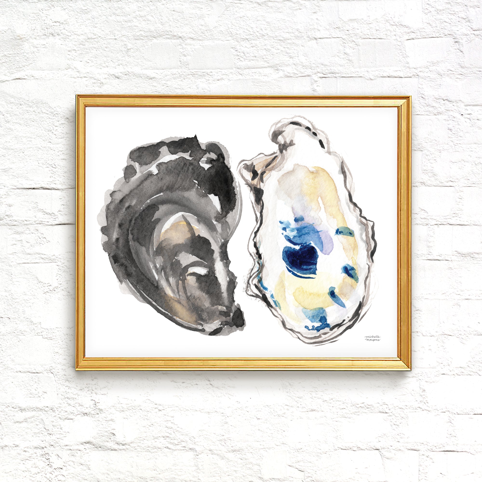 Watercolor Oysters No2 Unframed Wall Art Print Coastal Wall Decor