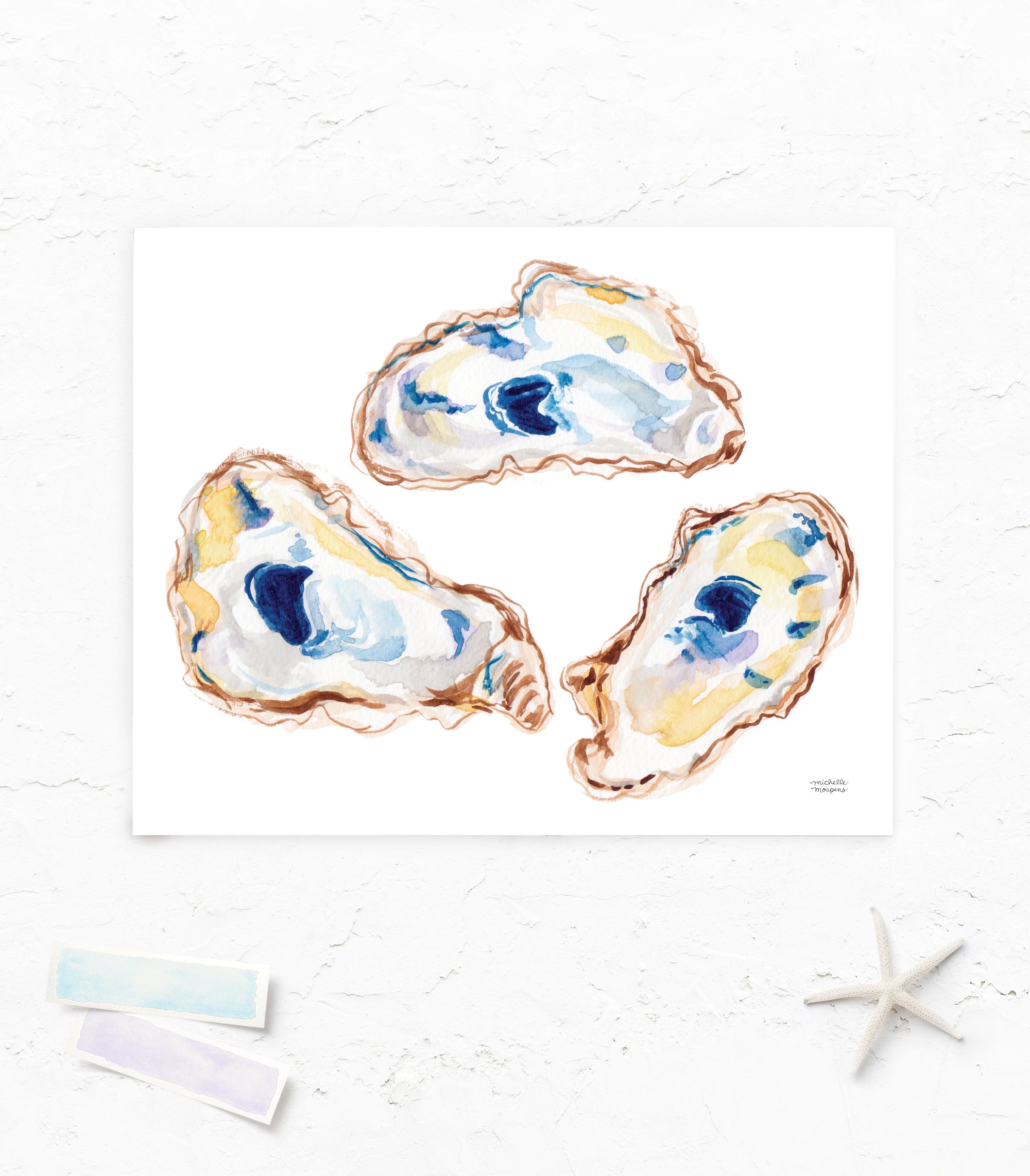 Watercolor Oysters No11 Wall Art Print Coastal Decor