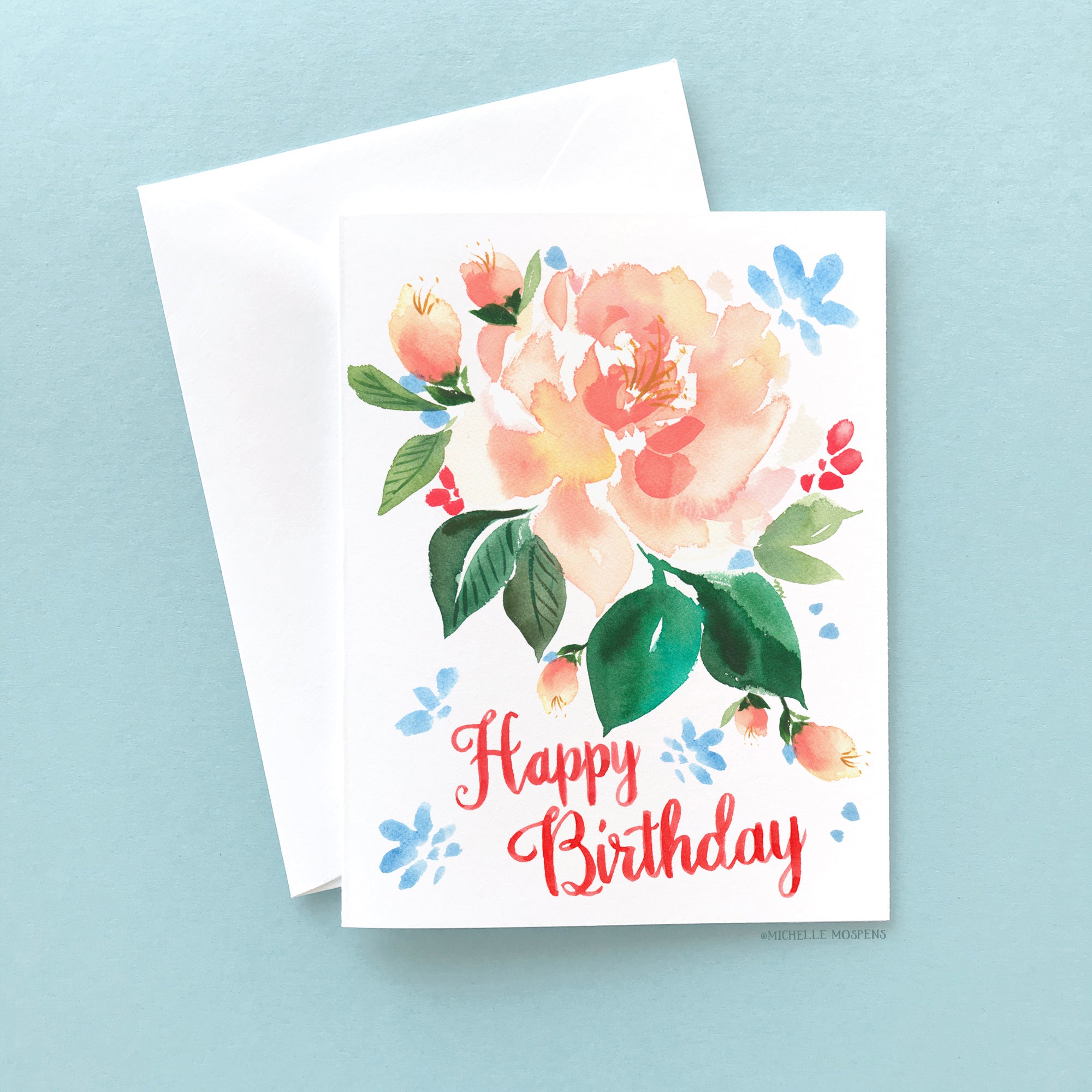 Peach Peony Birthday Card