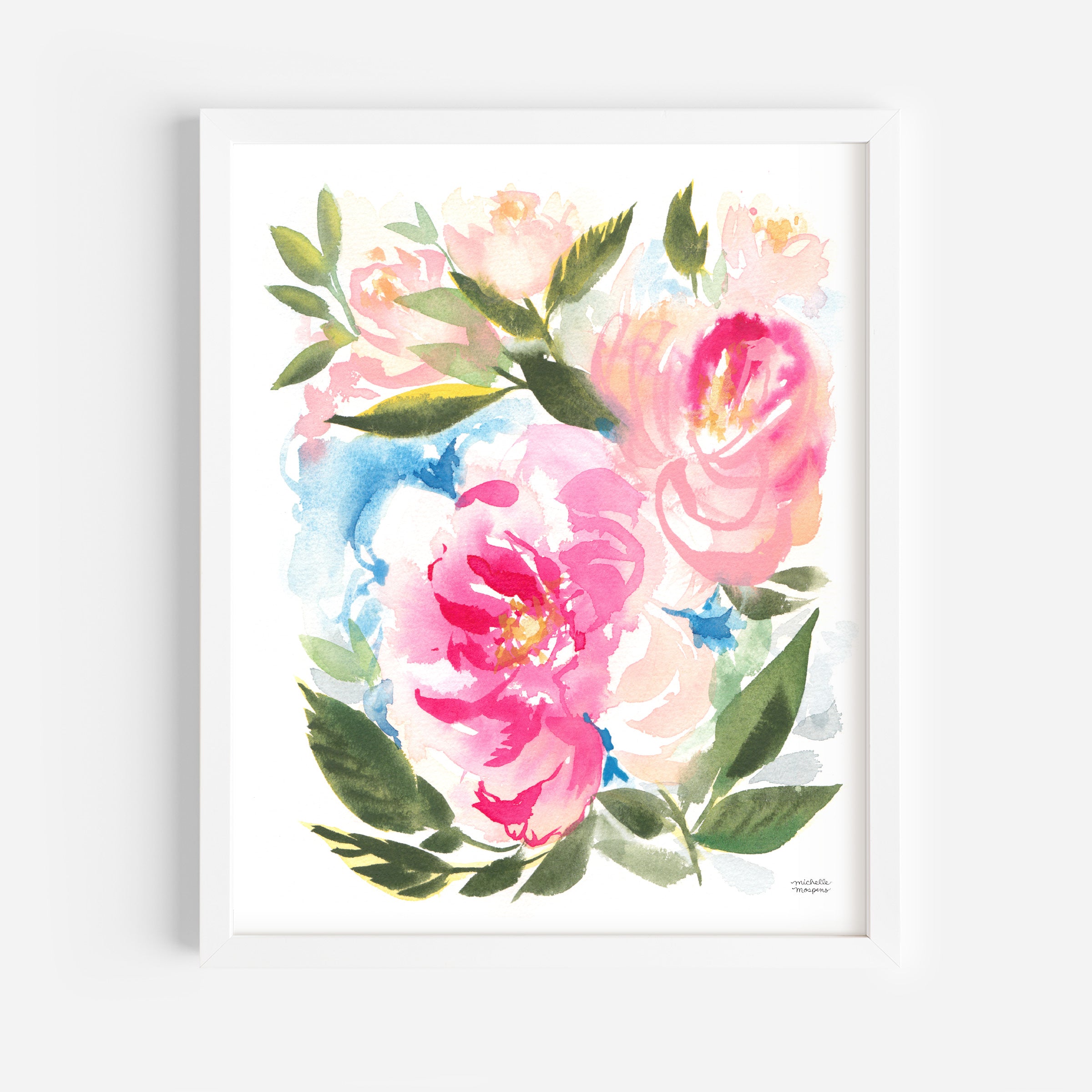 Peony Garden Floral Watercolor Wall Art Print