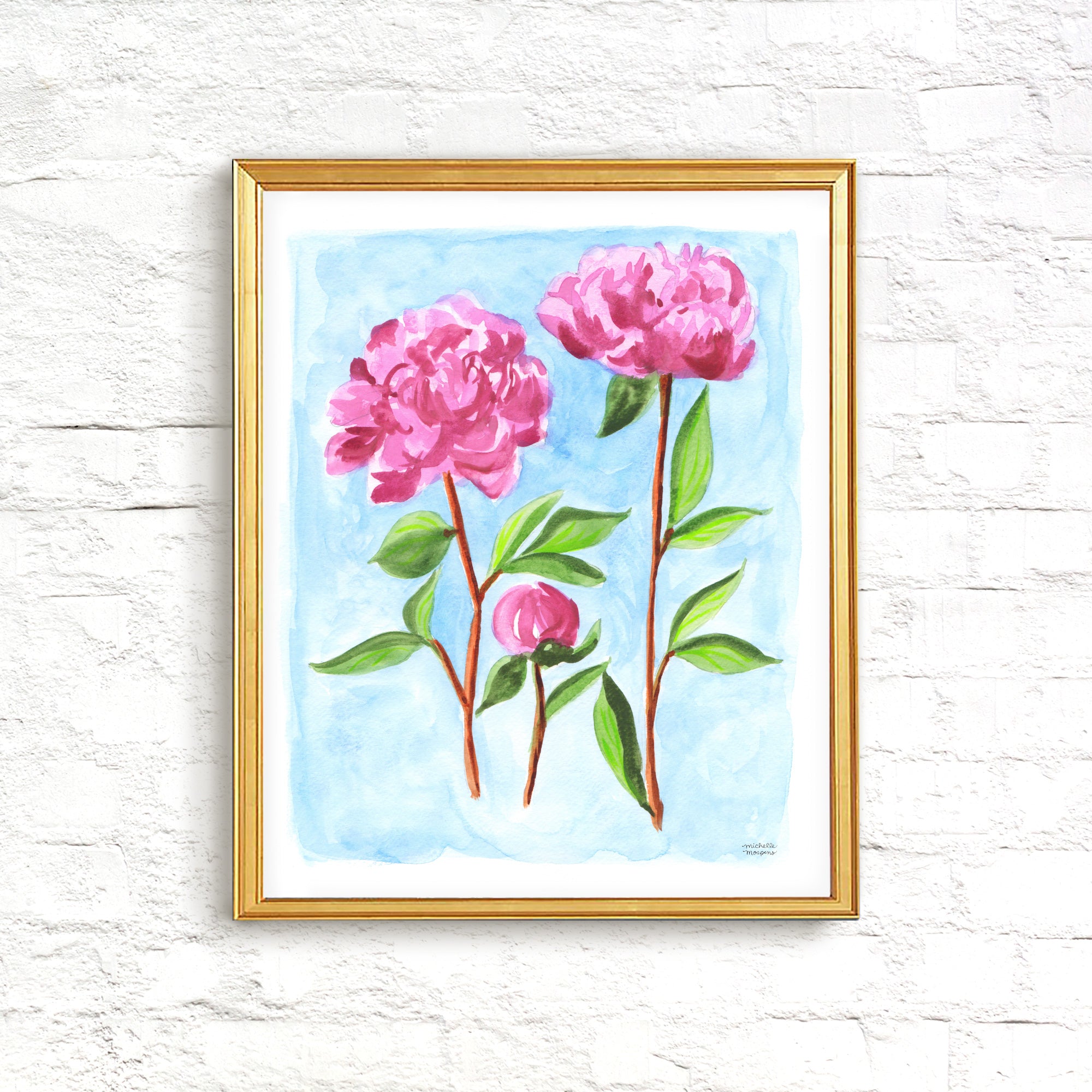 Peony Gardener Floral Watercolor Wall Art Print