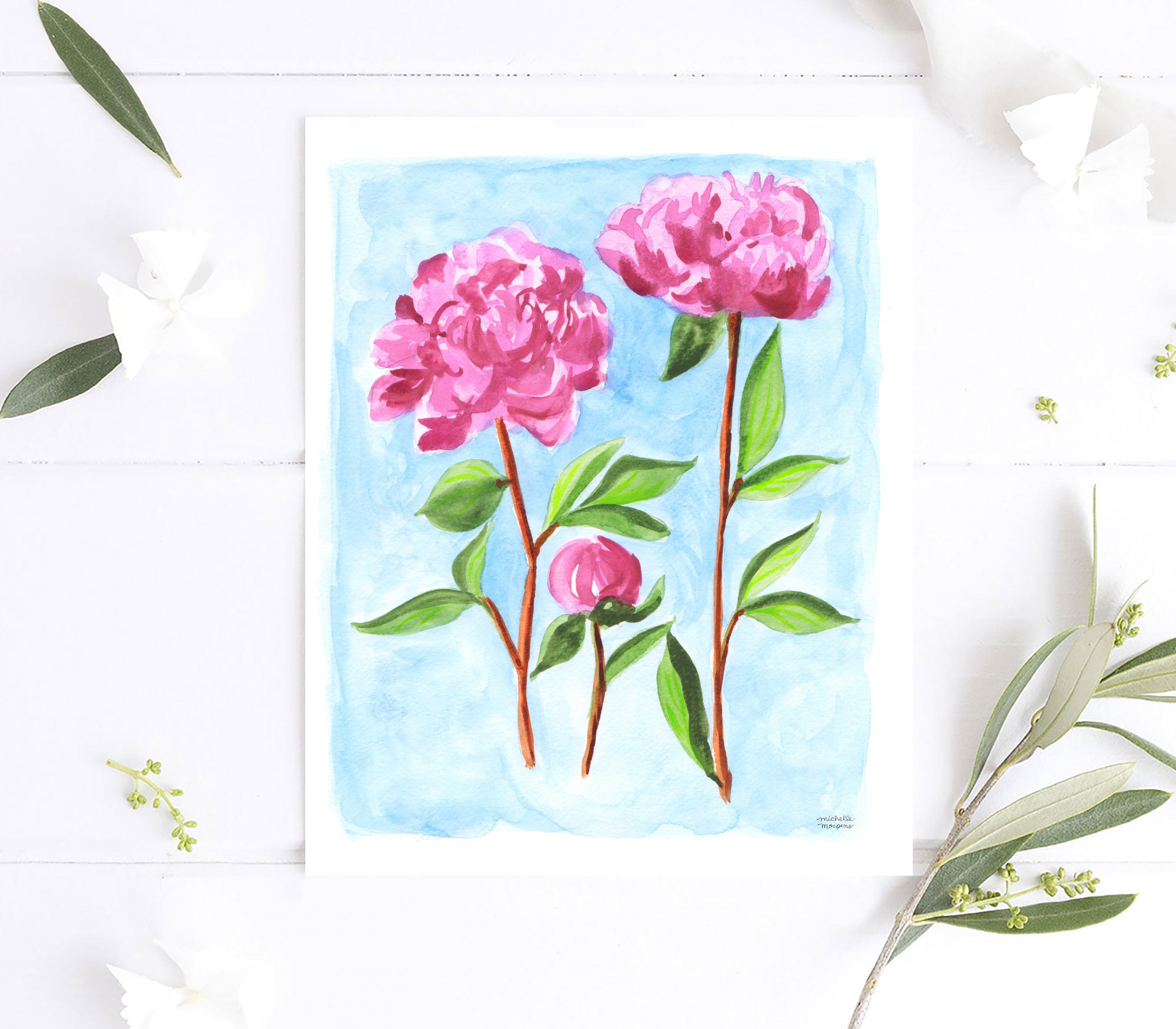 Peony Gardener Floral Watercolor Wall Art Print