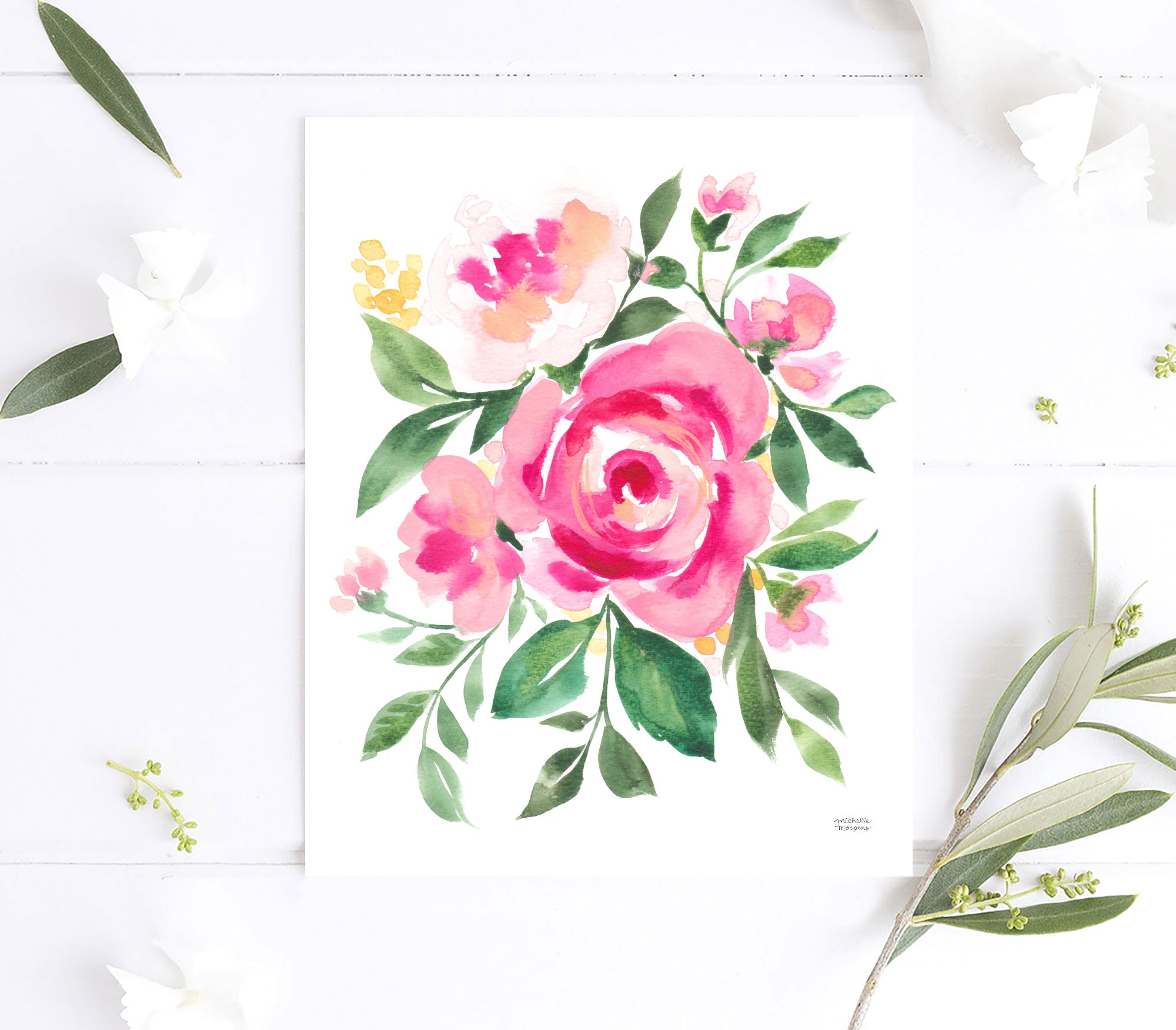 Petal Medley Floral Watercolor Wall Art Print
