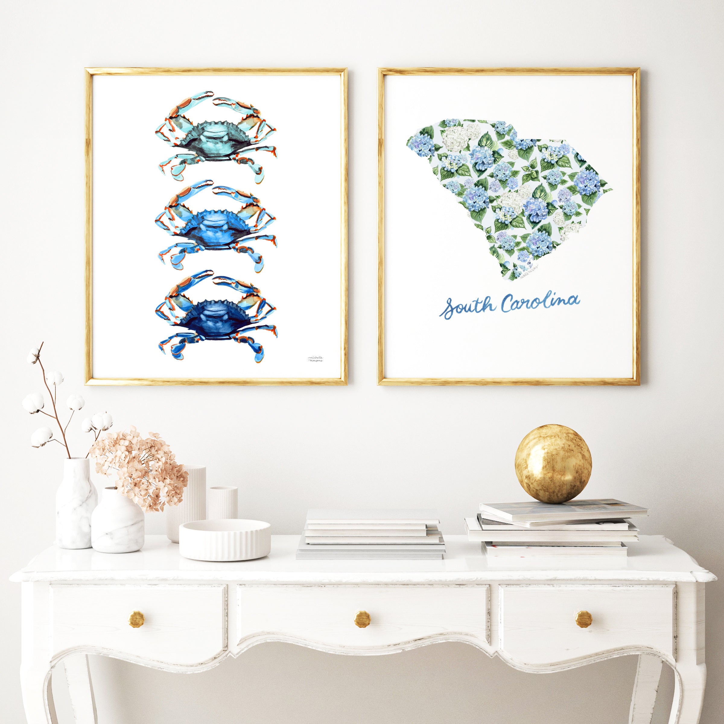 South Carolina Duo Watercolor Prints Set of 2
