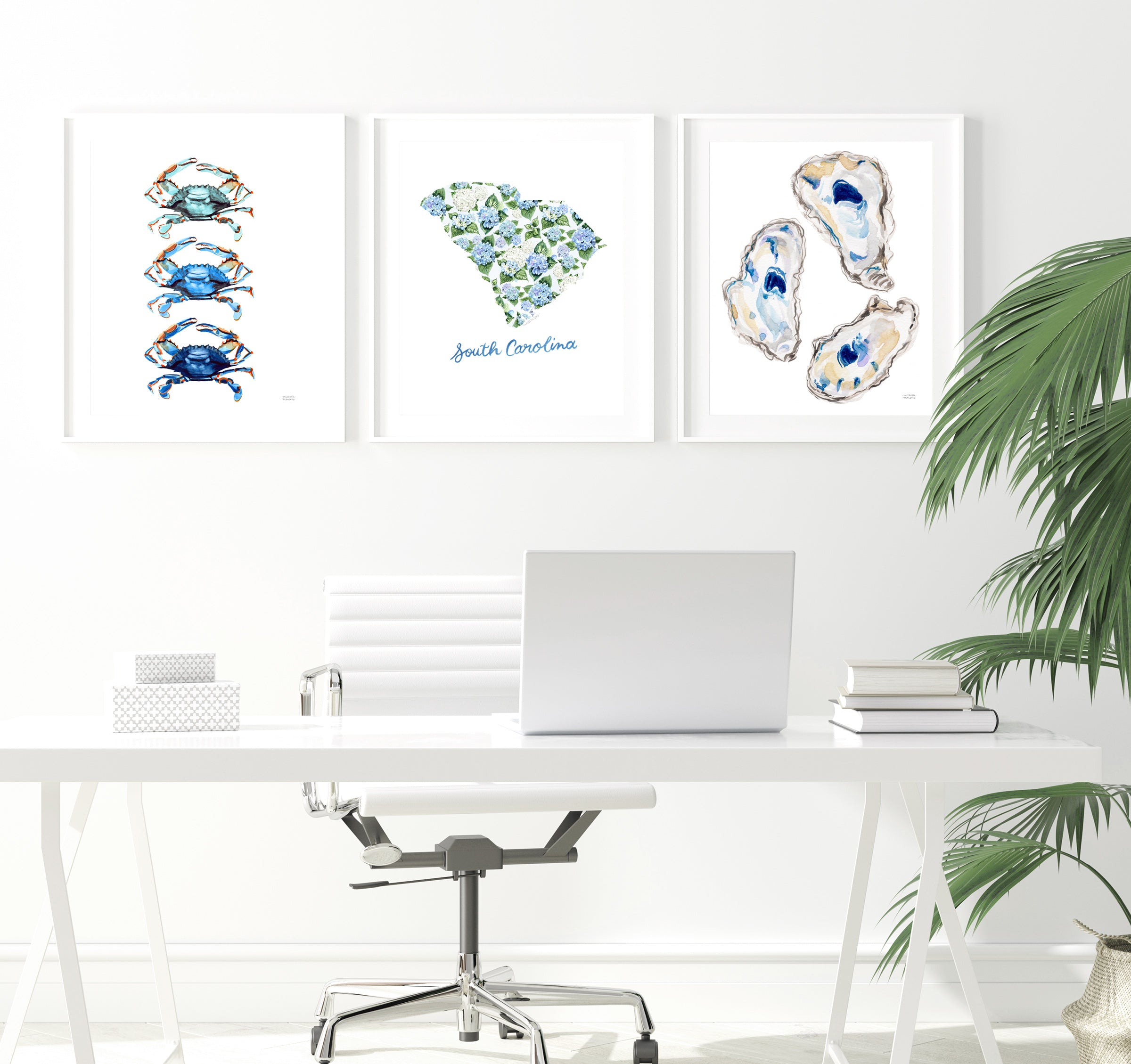 South Carolina Trio Watercolor Prints | Coastal Wall Art Prints Set of 3