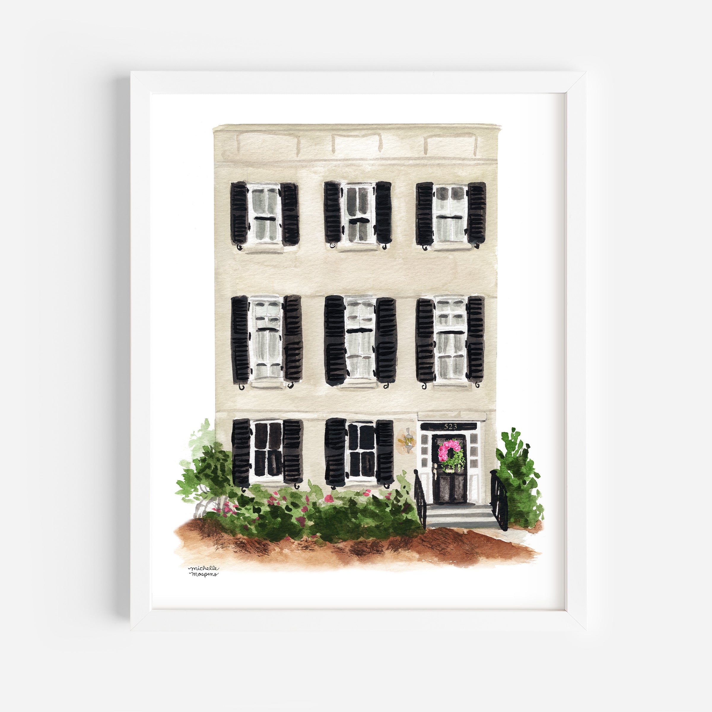 Southern Architecture Watercolor Wall Art Print by Michelle Mospens