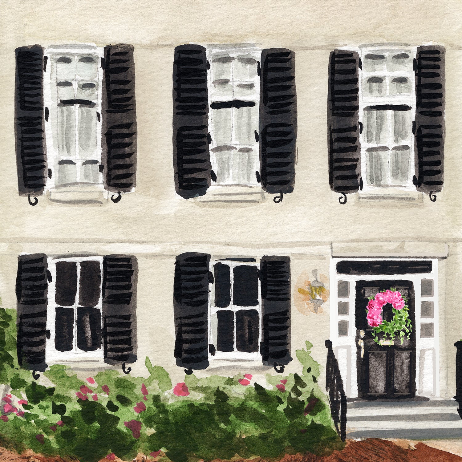 Southern Architecture Watercolor Wall Art Print by Michelle Mospens