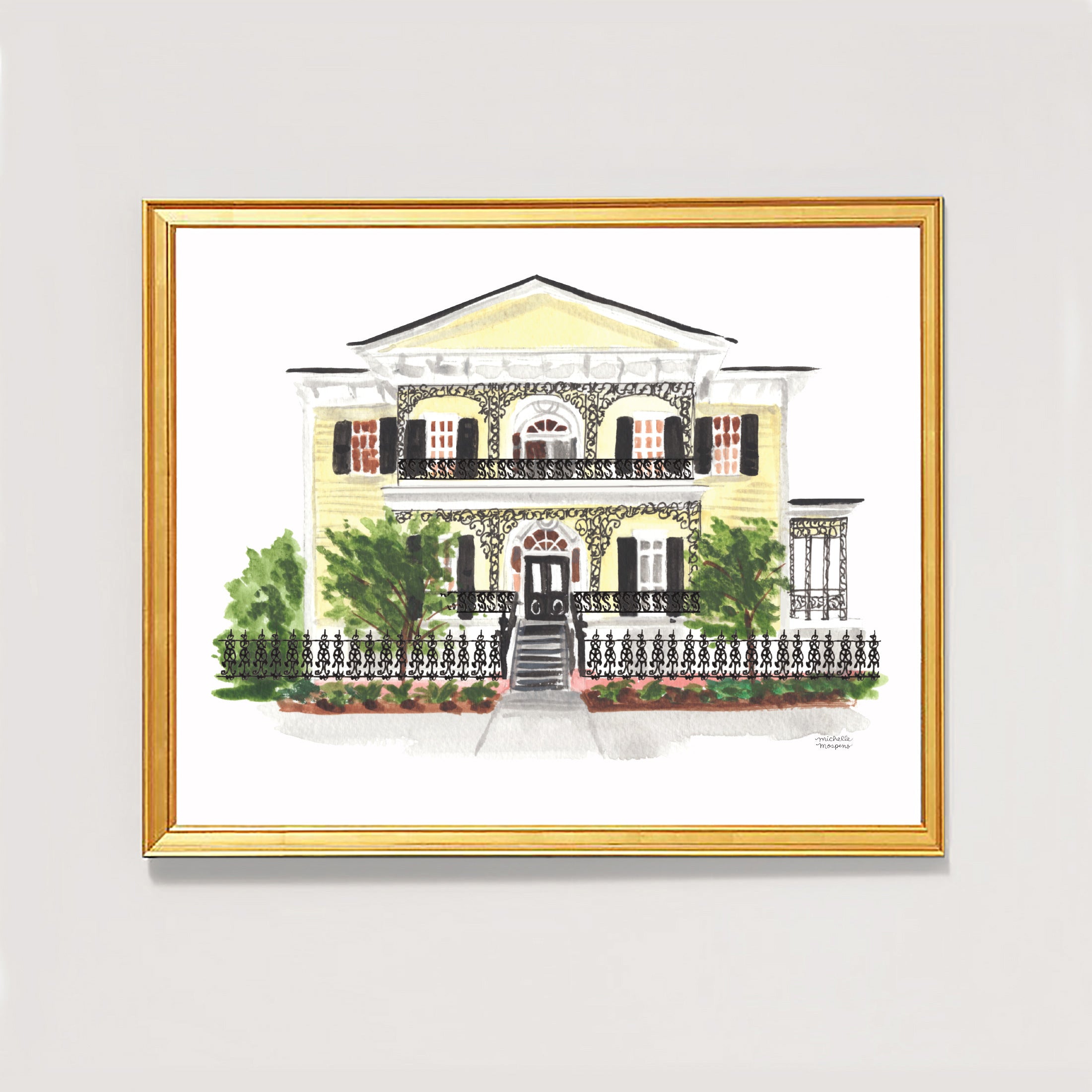 South Carolina Lace House Watercolor Print