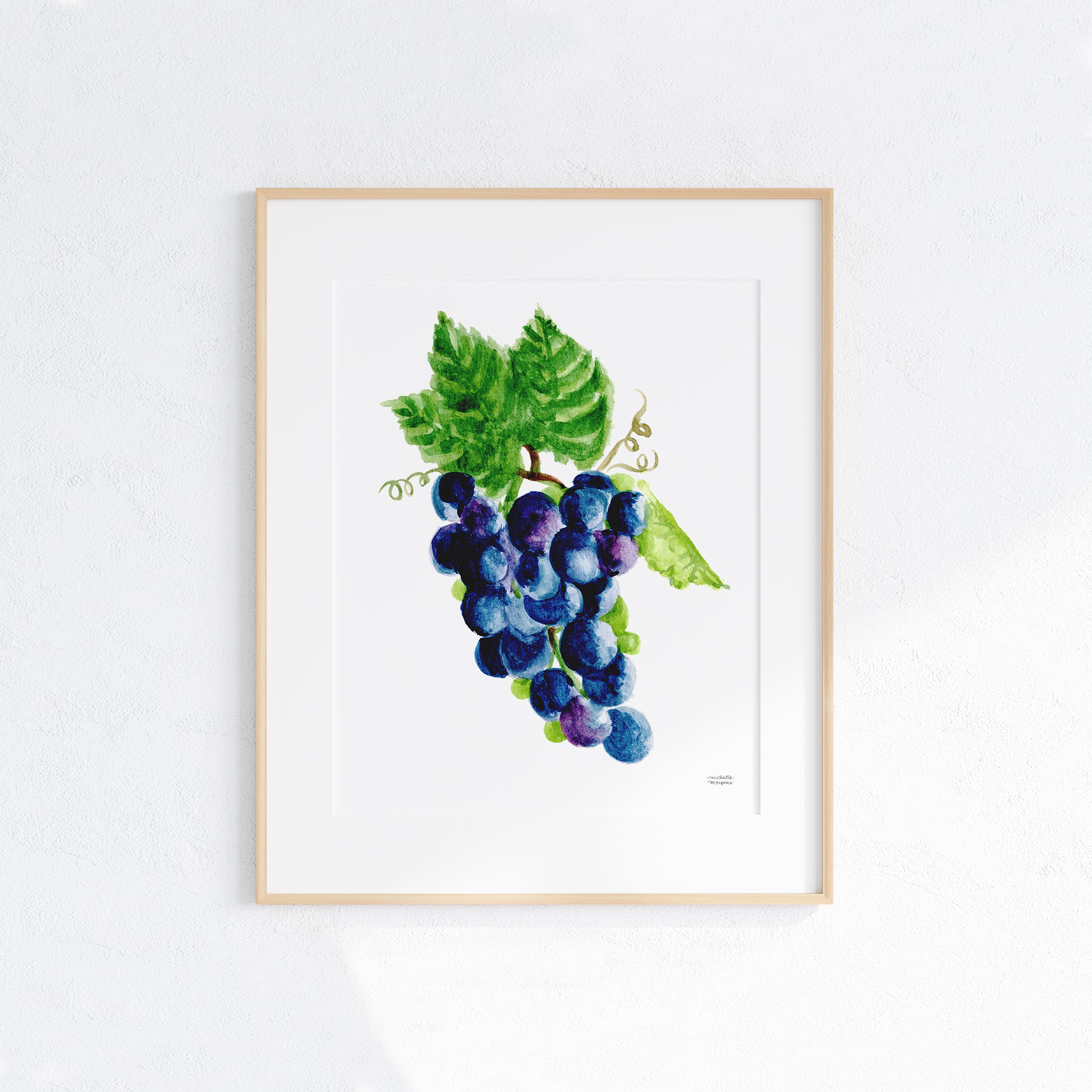 Watercolor Grapes Wall Art Print Unframed