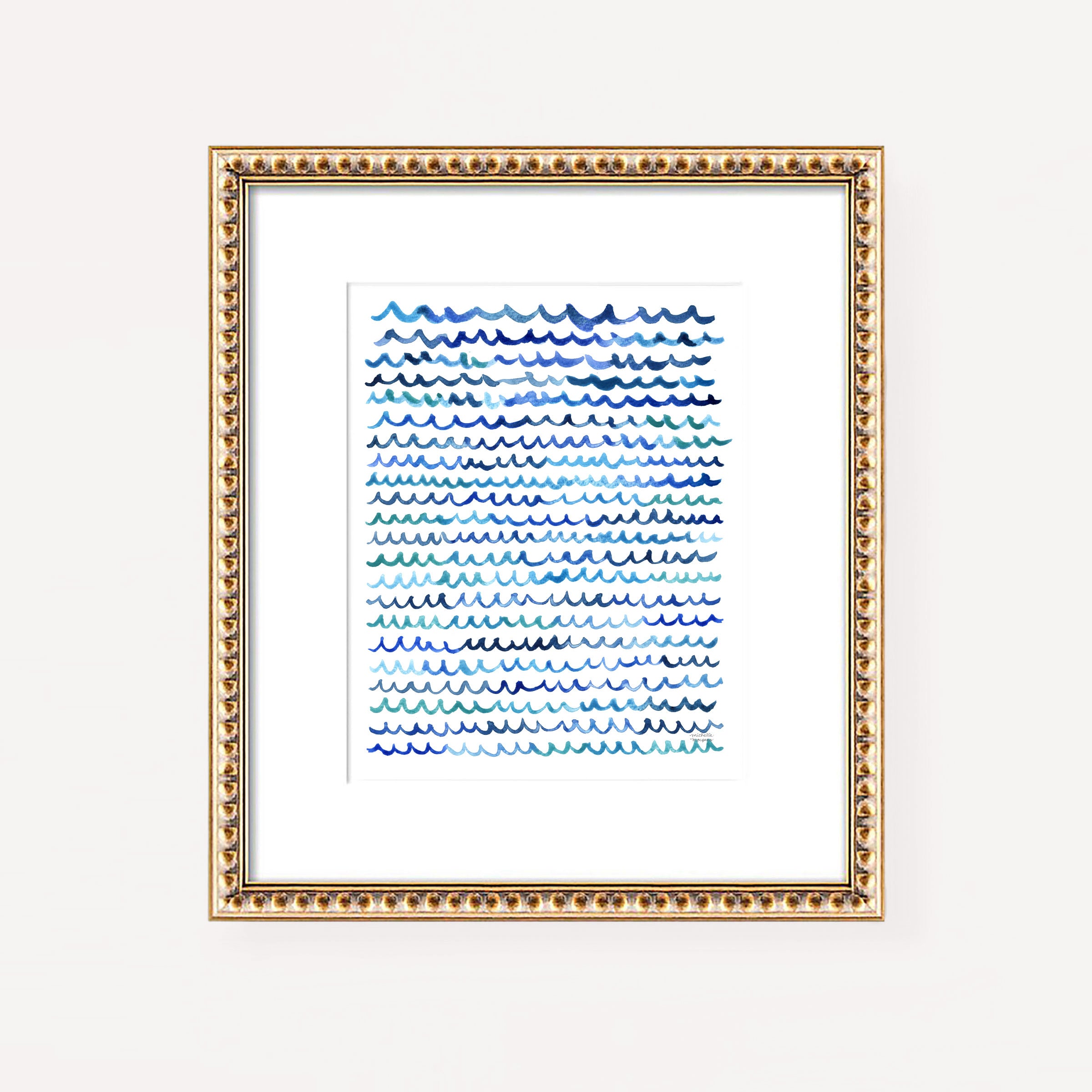 Cool Watercolor Waves Extra Large Wall Art Print by Michelle Mospens, Unframed