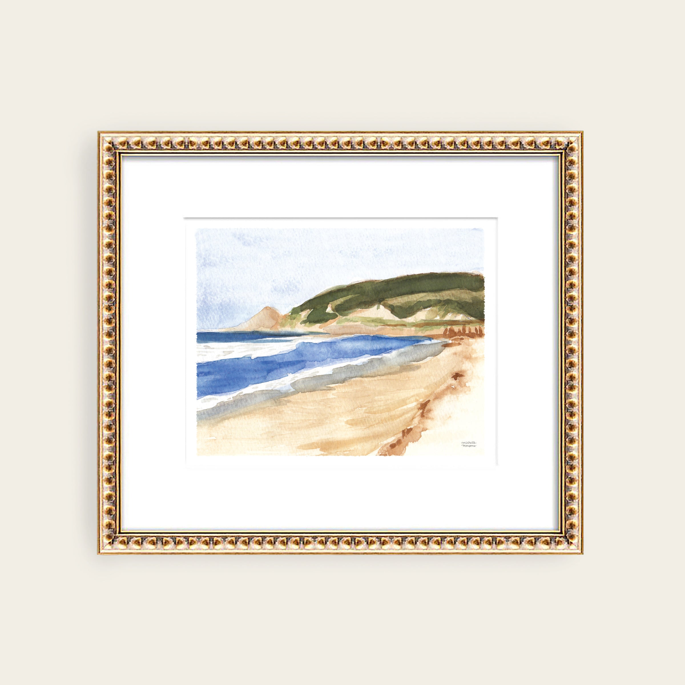 West Coast Beach Watercolor Wall Art Print by Michelle Mospens
