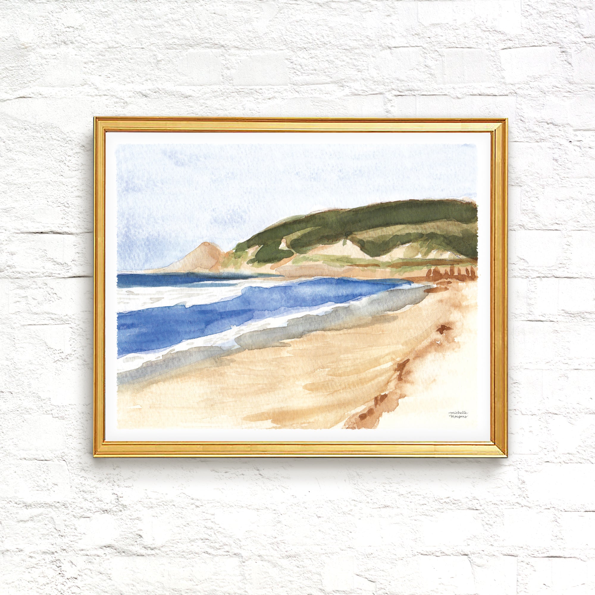 West Coast Beach Watercolor Wall Art Print by Michelle Mospens