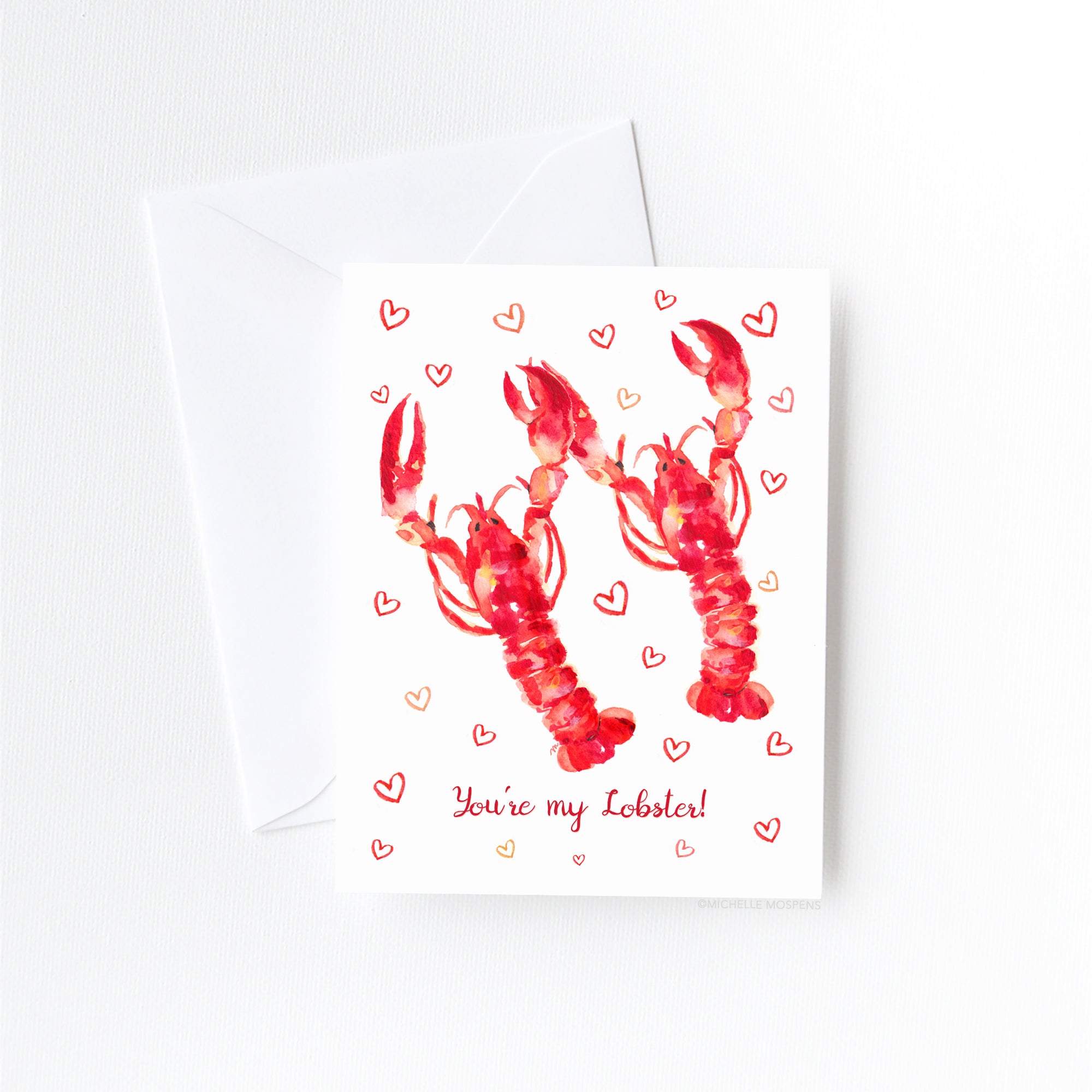 You're My Lobster Valentine Love Card by Michelle Mospens