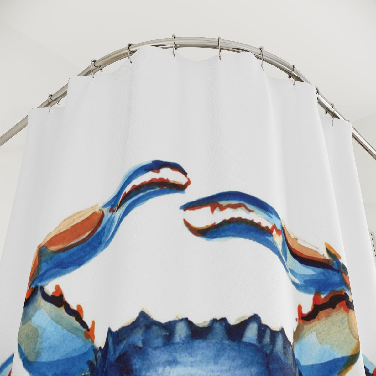 Watercolor Crab Nautical Coastal Shower Curtain