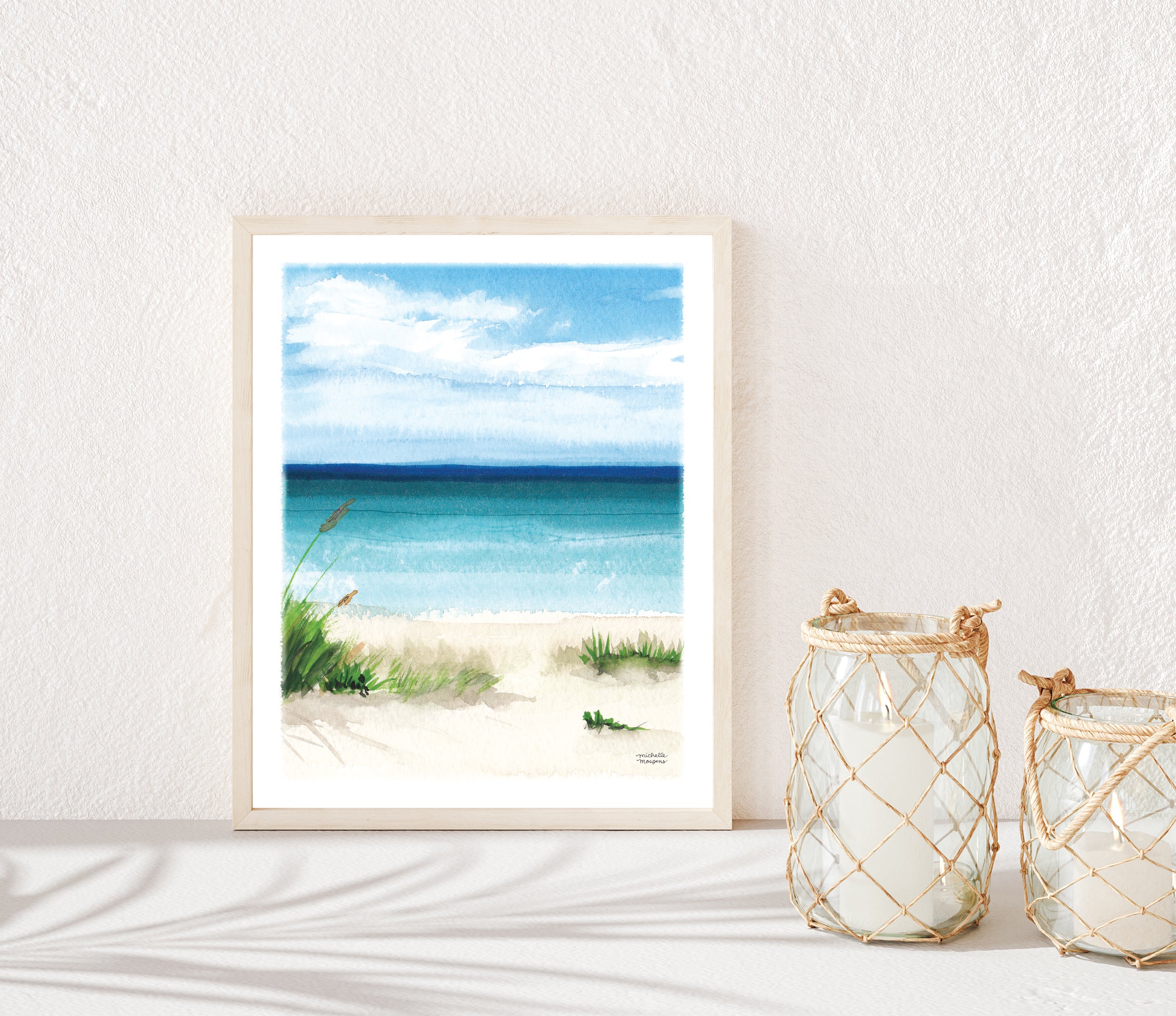 Beach Scene No2 Watercolor Art Print