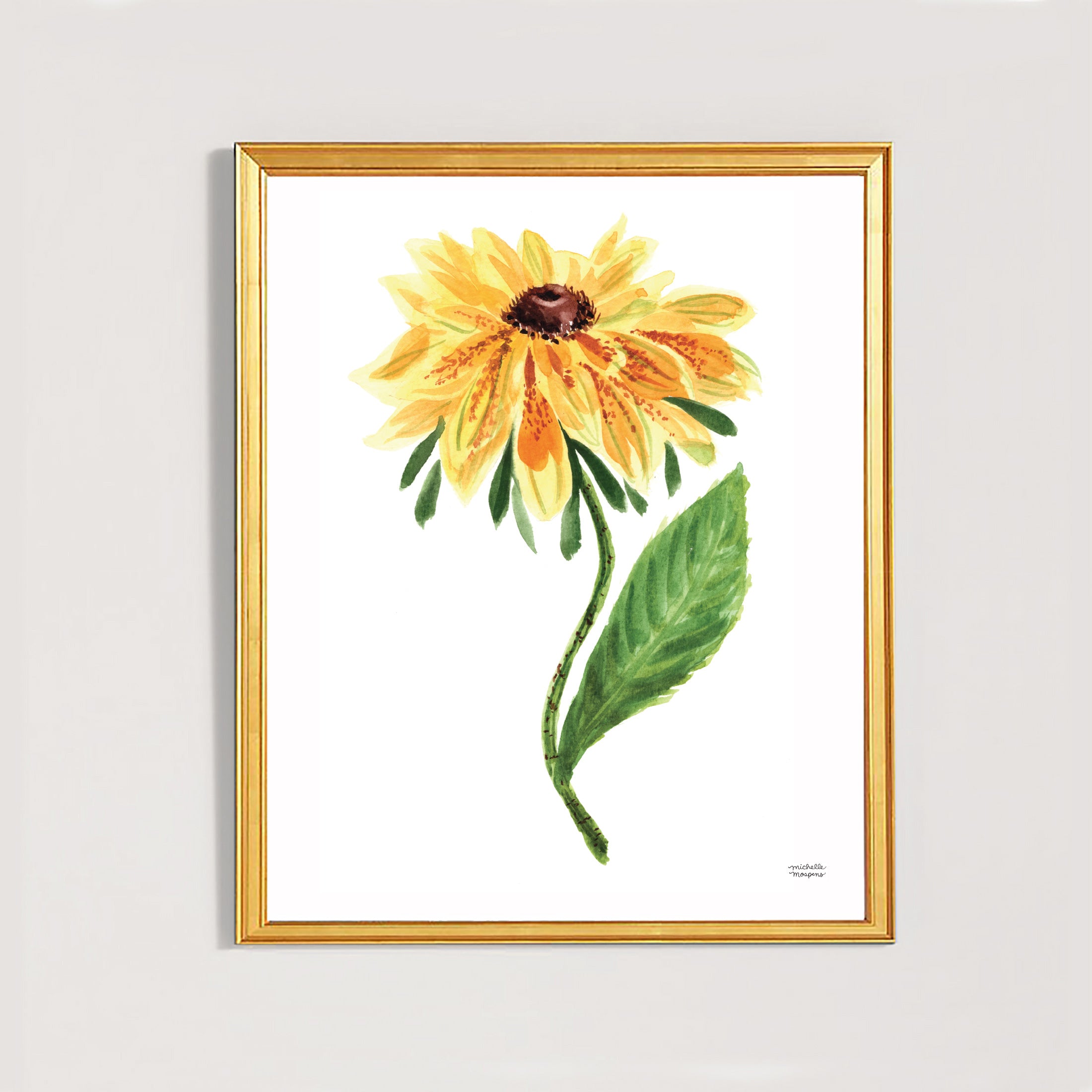 Black Eyed Susan Flower Watercolor Wall Art Print by artist Michelle Mospens