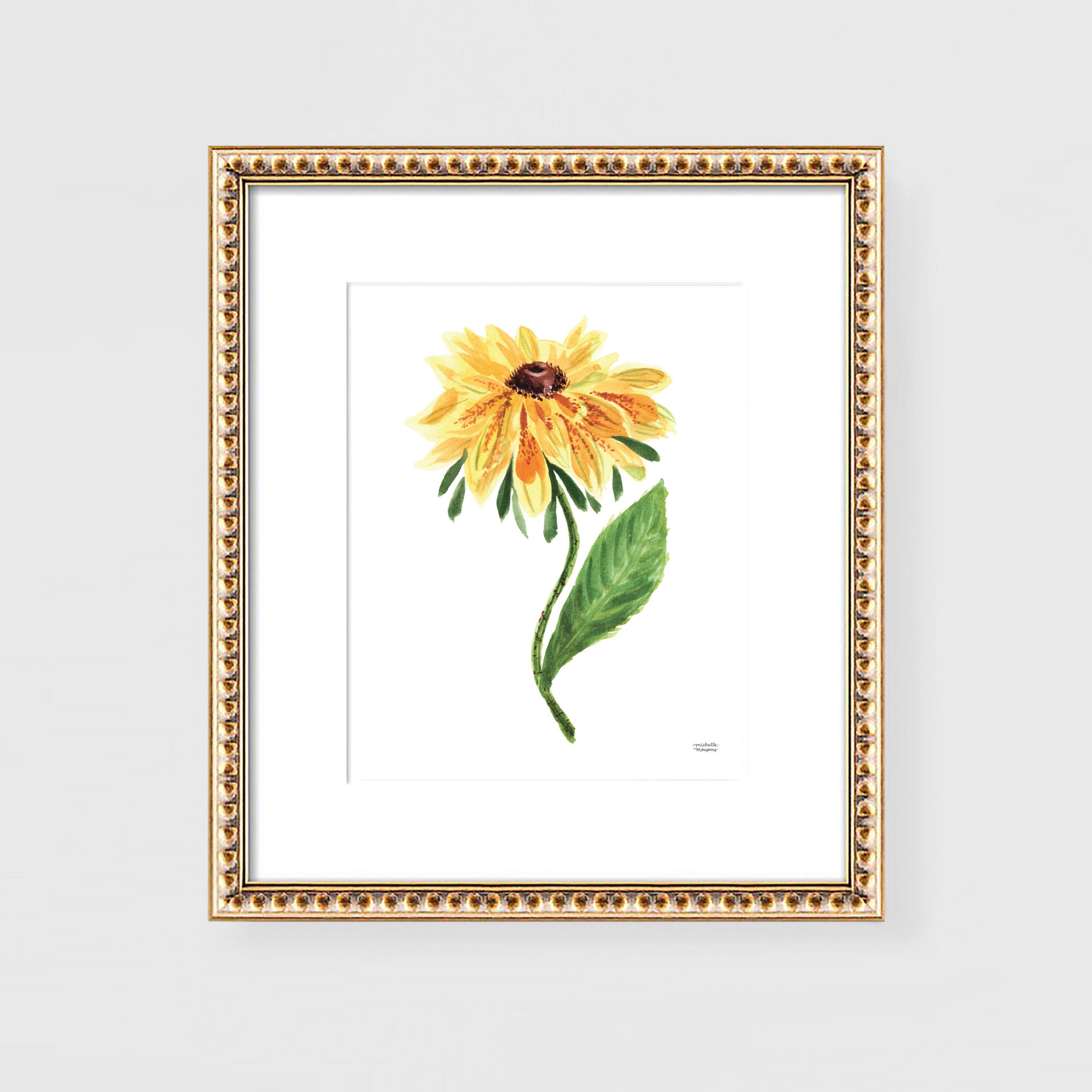 Black Eyed Susan Flower Watercolor Wall Art Print by artist Michelle Mospens
