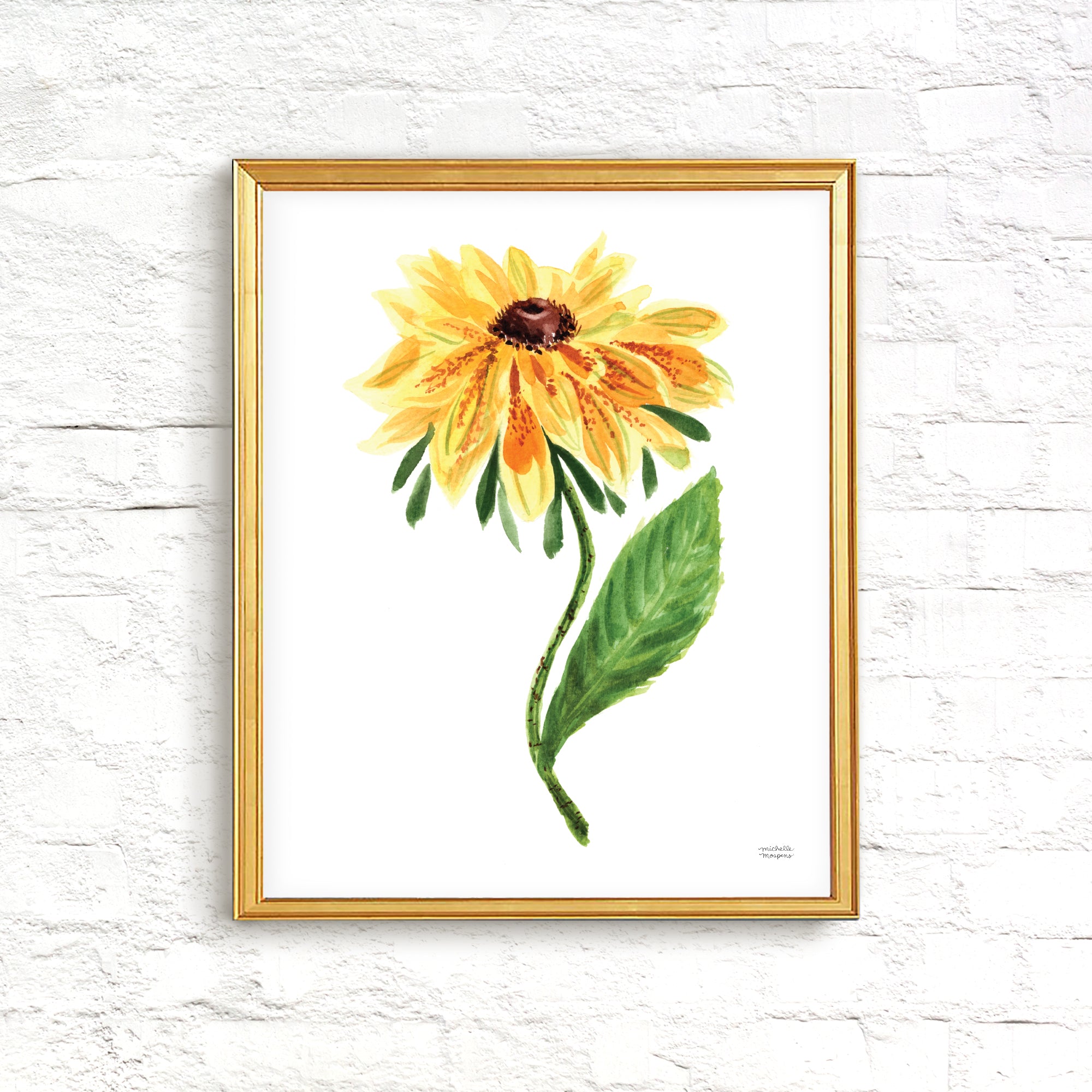 Black Eyed Susan Flower Watercolor Wall Art Print
