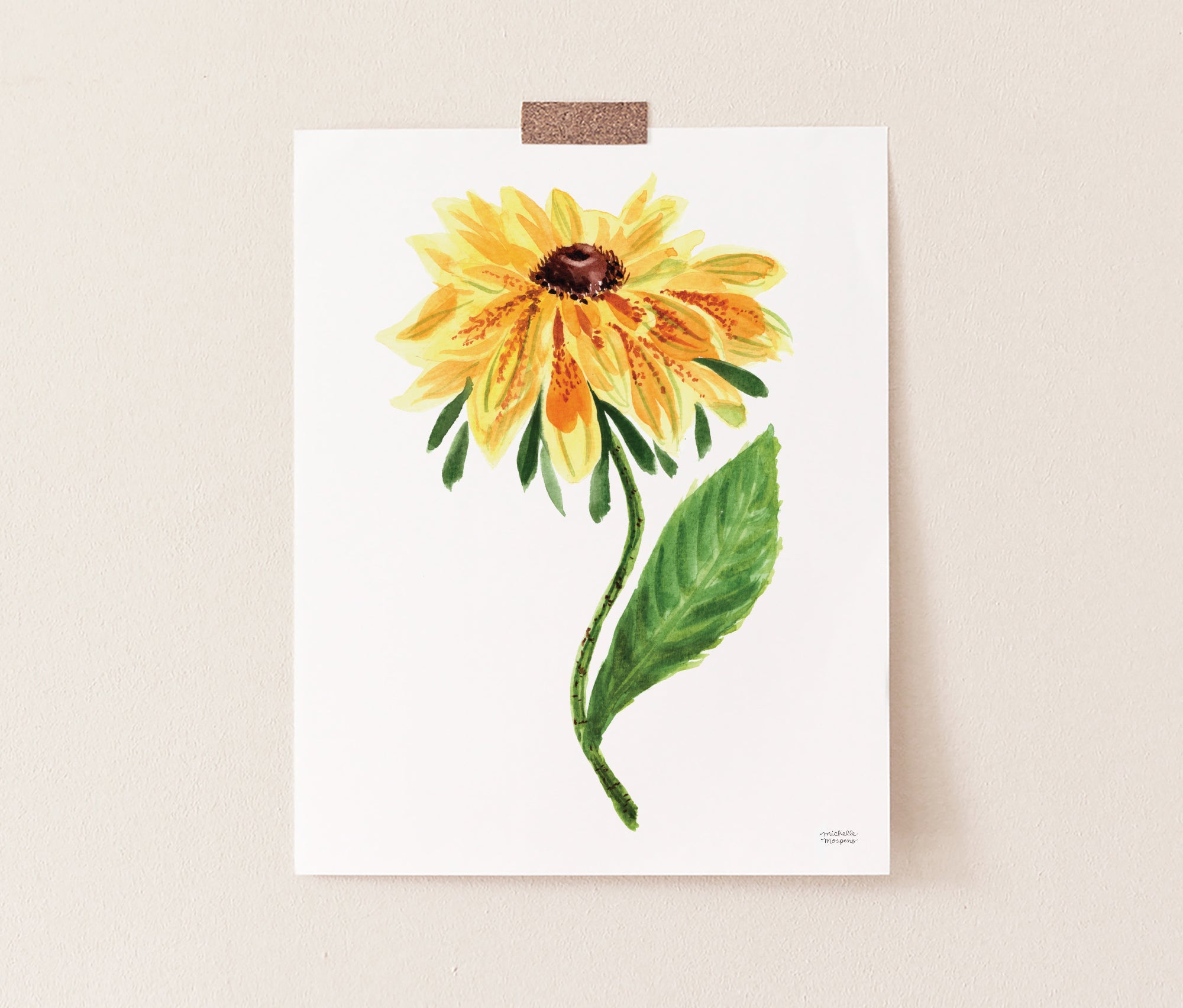 Black Eyed Susan Flower Watercolor Wall Art Print by artist Michelle Mospens