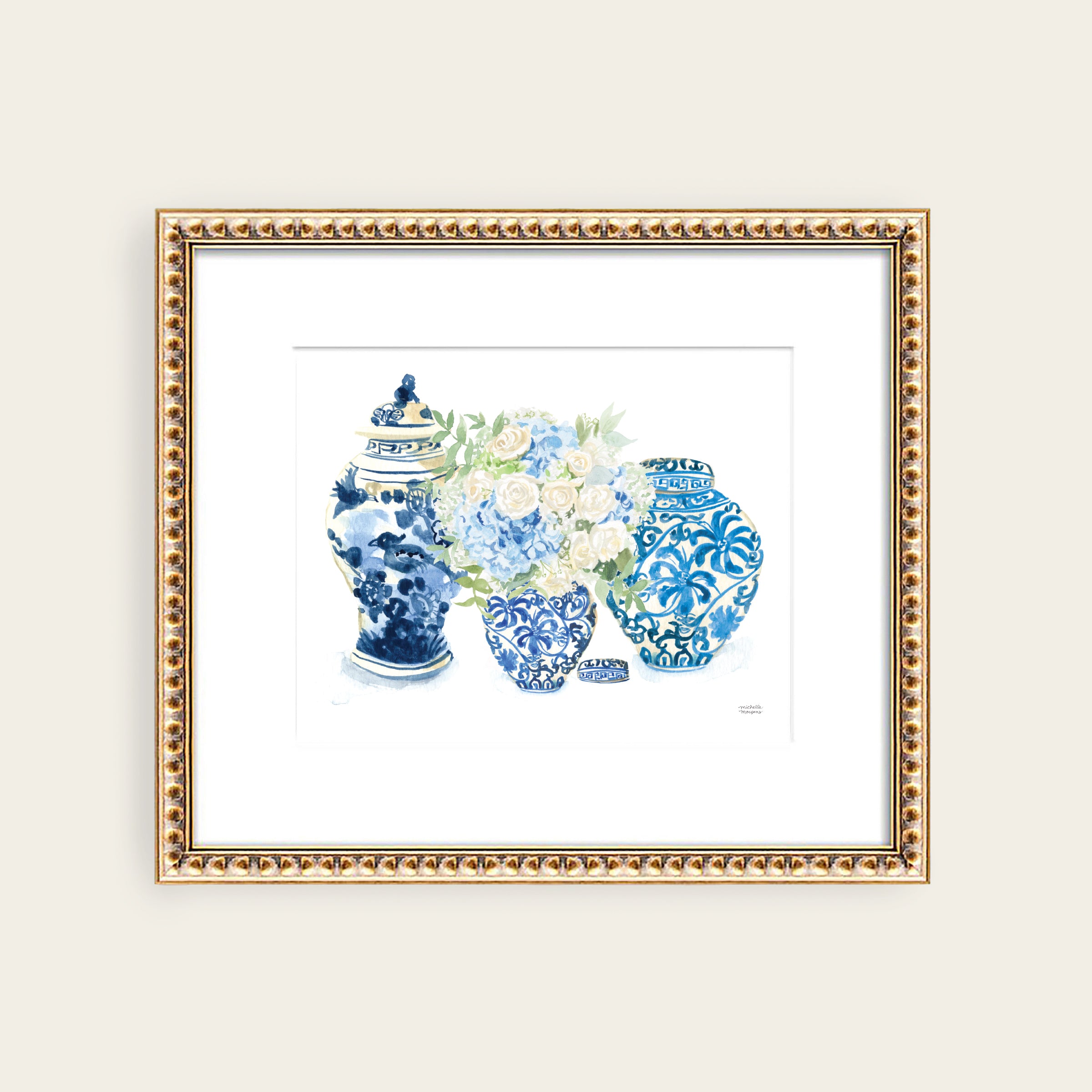 Watercolor Art Print - Blue and White Forever