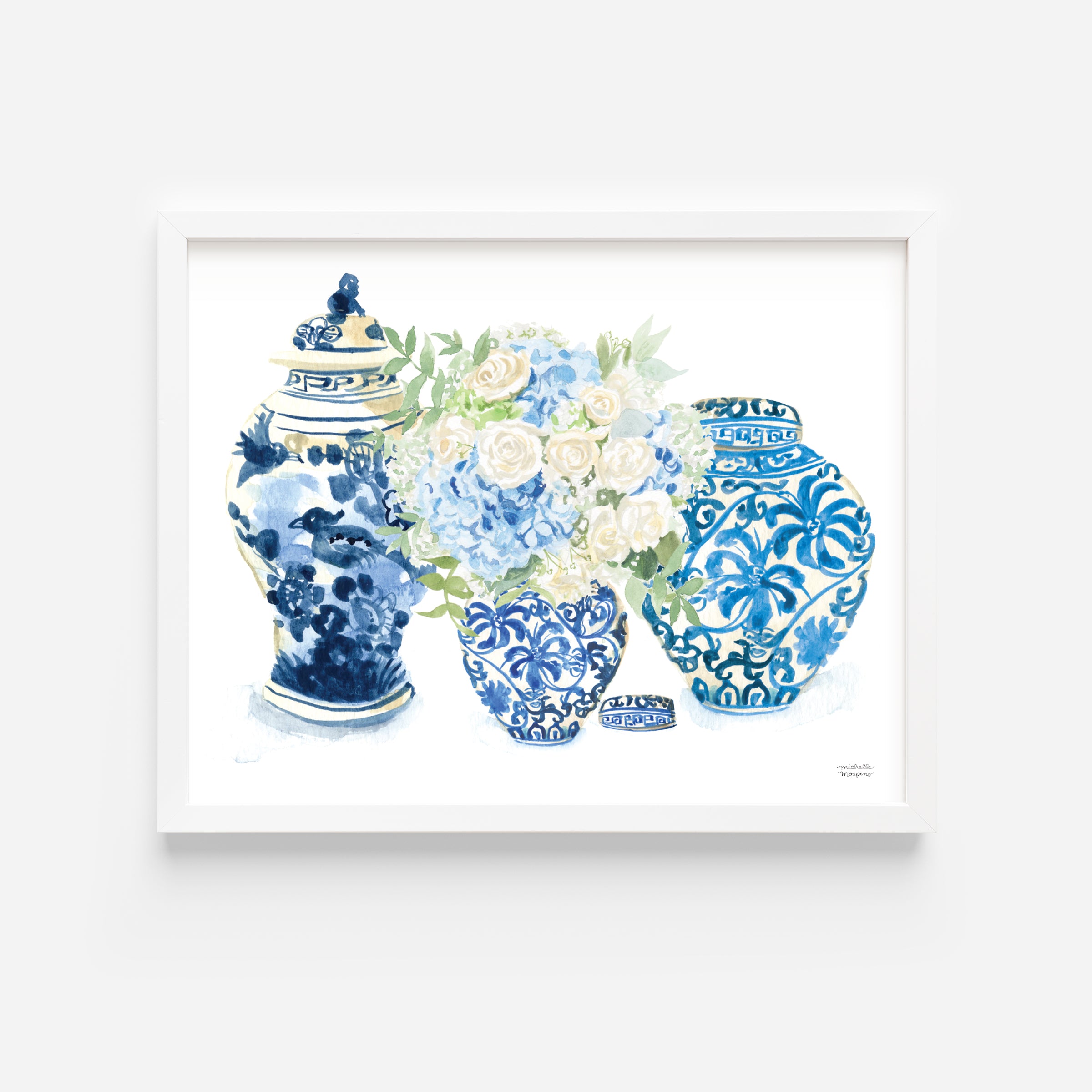 Watercolor Art Print - Blue and White Forever