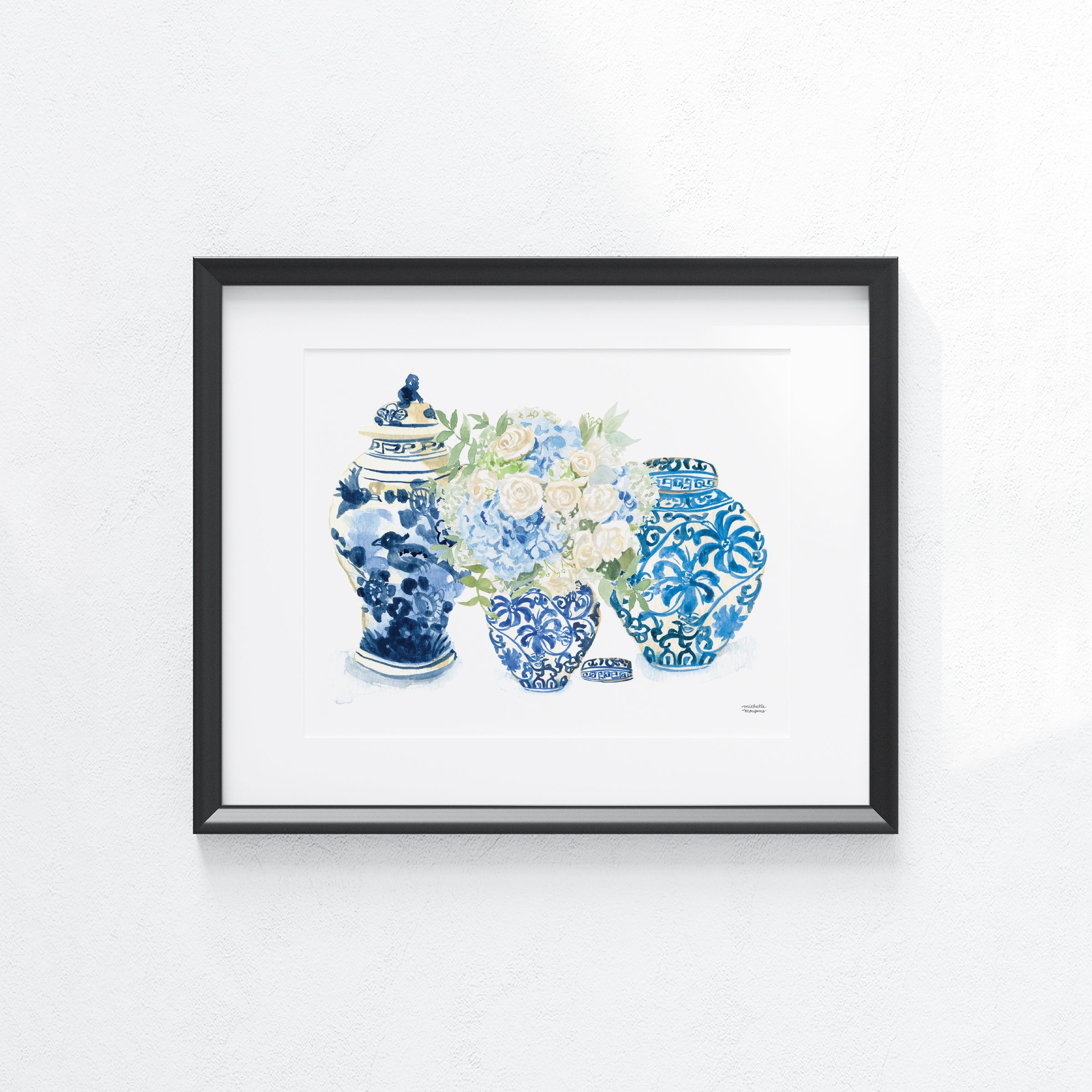 Watercolor Art Print - Blue and White Forever