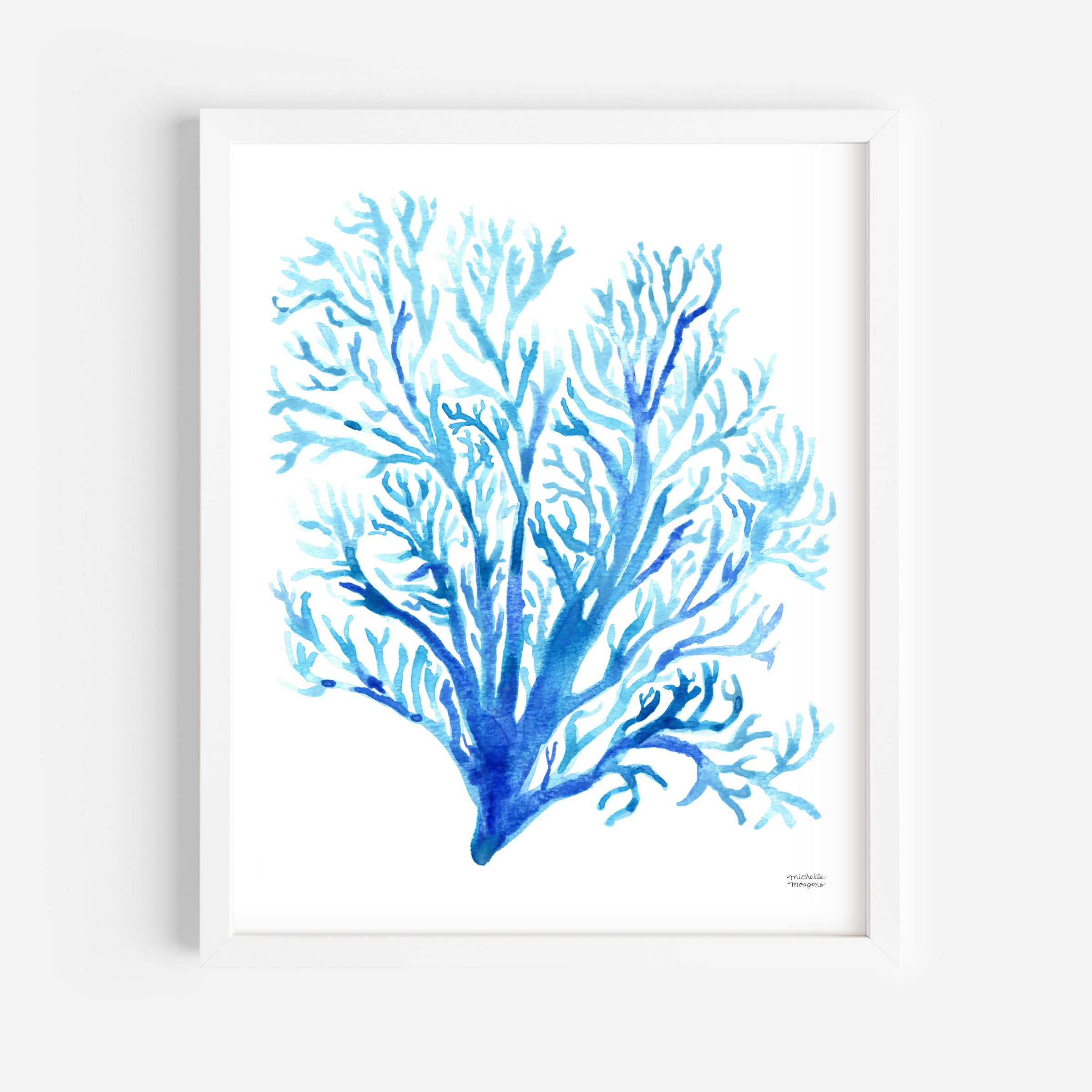Coastal Coral Watercolor Wall Art Print Unframed