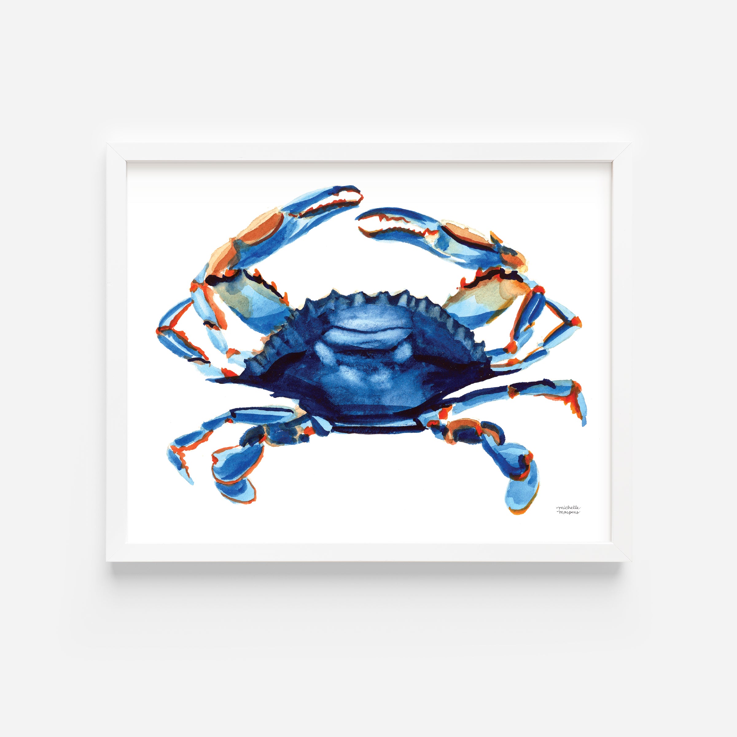 Watercolor Blue Crab Art Print Unframed Coastal Wall Art