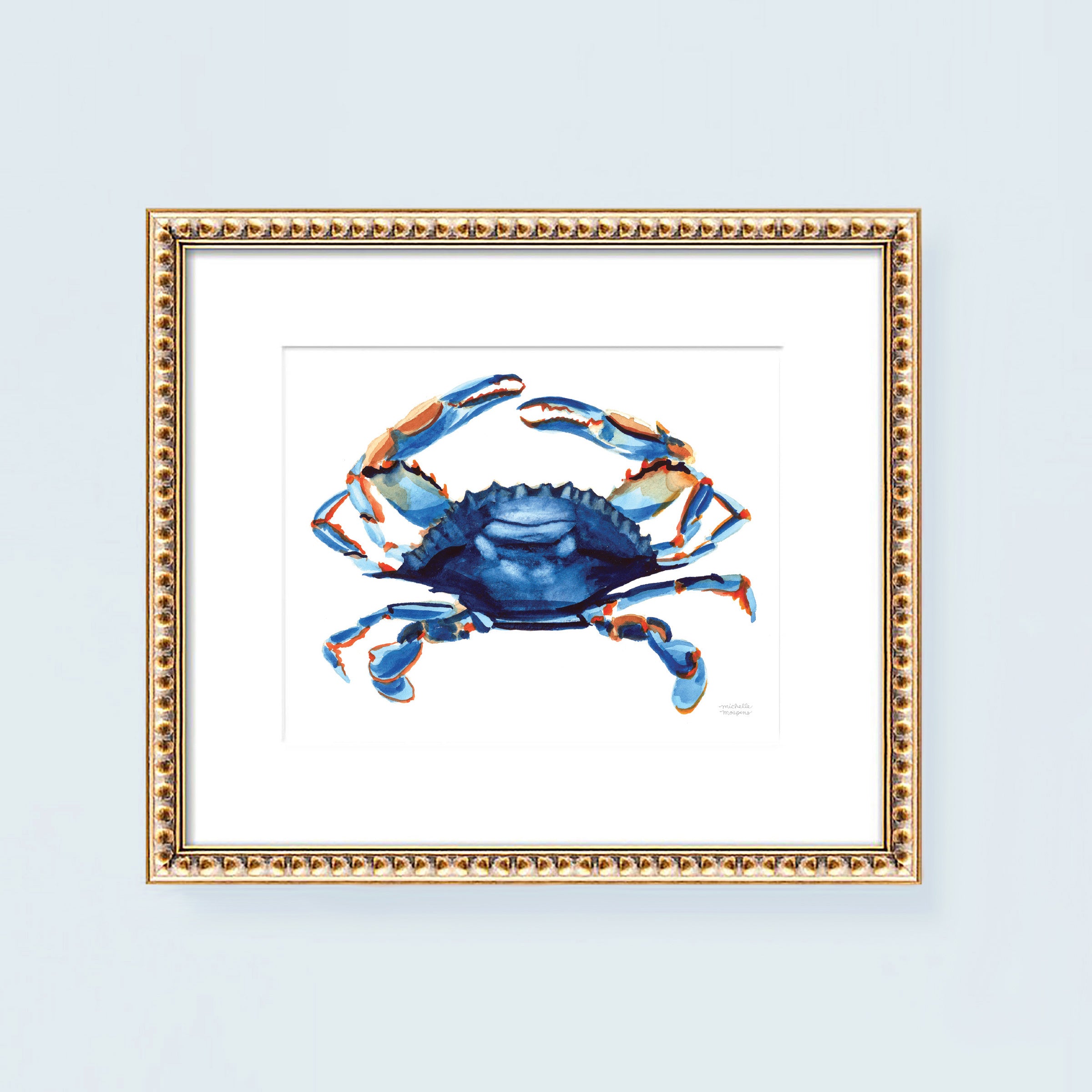 Watercolor Oysters and Blue Crab Art Print Set | Coastal Wall Art