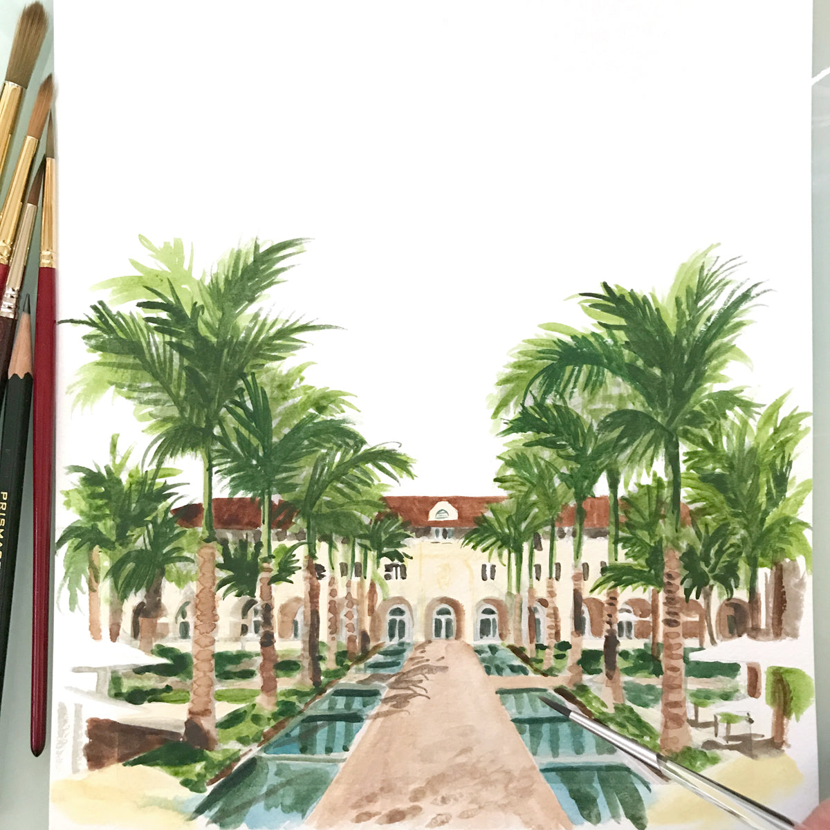 Casa Marina Key West Florida watercolor by artist Michelle Mospens