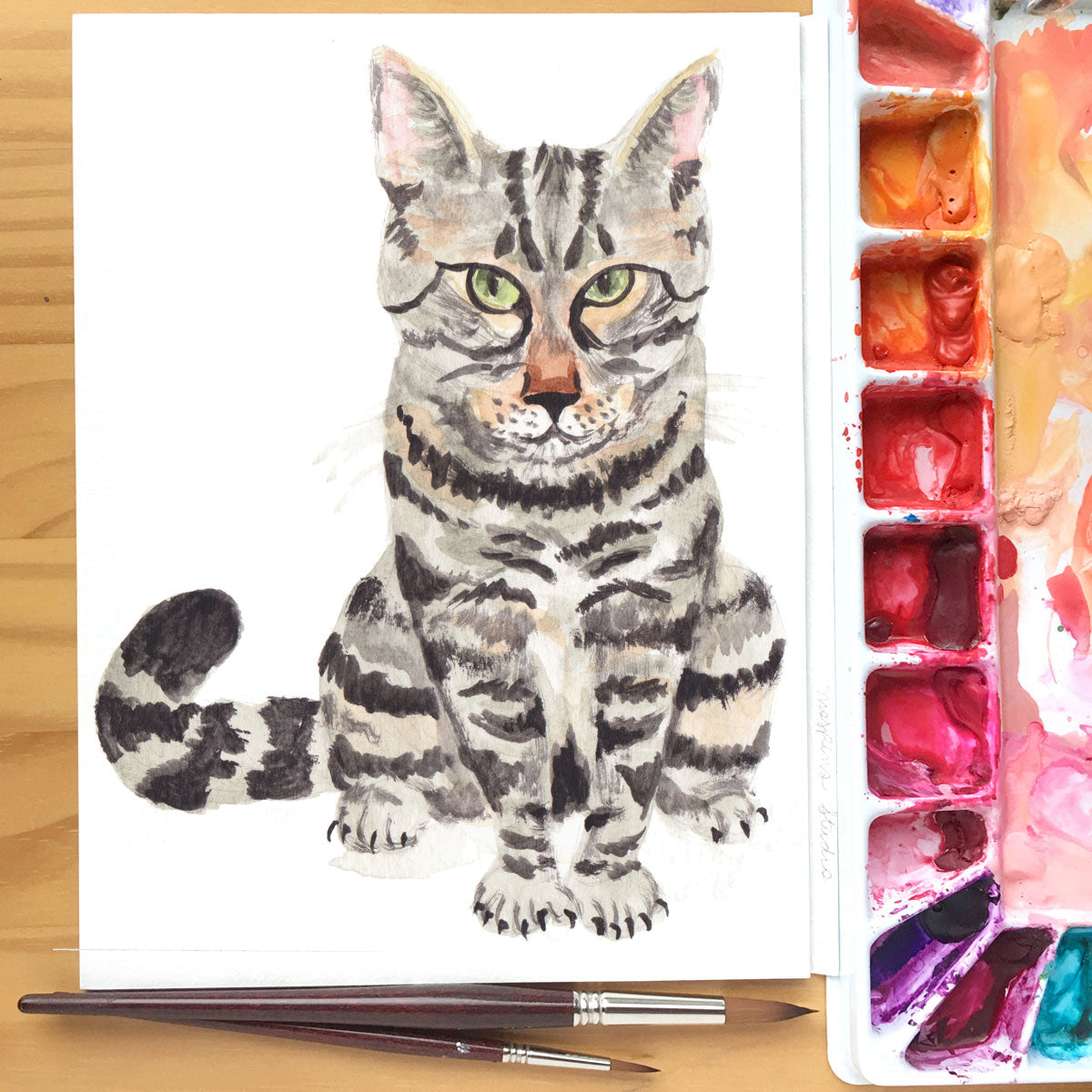 Cat Watercolor Print