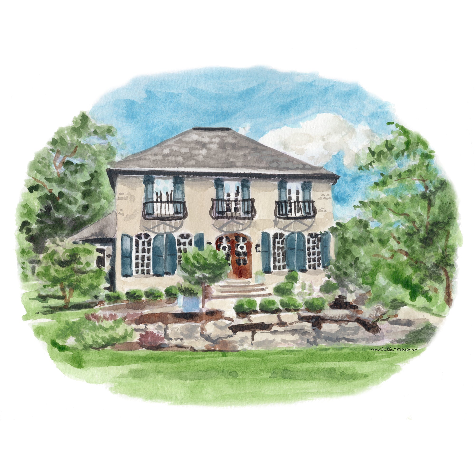 Custom Hand-painted House Illustration
