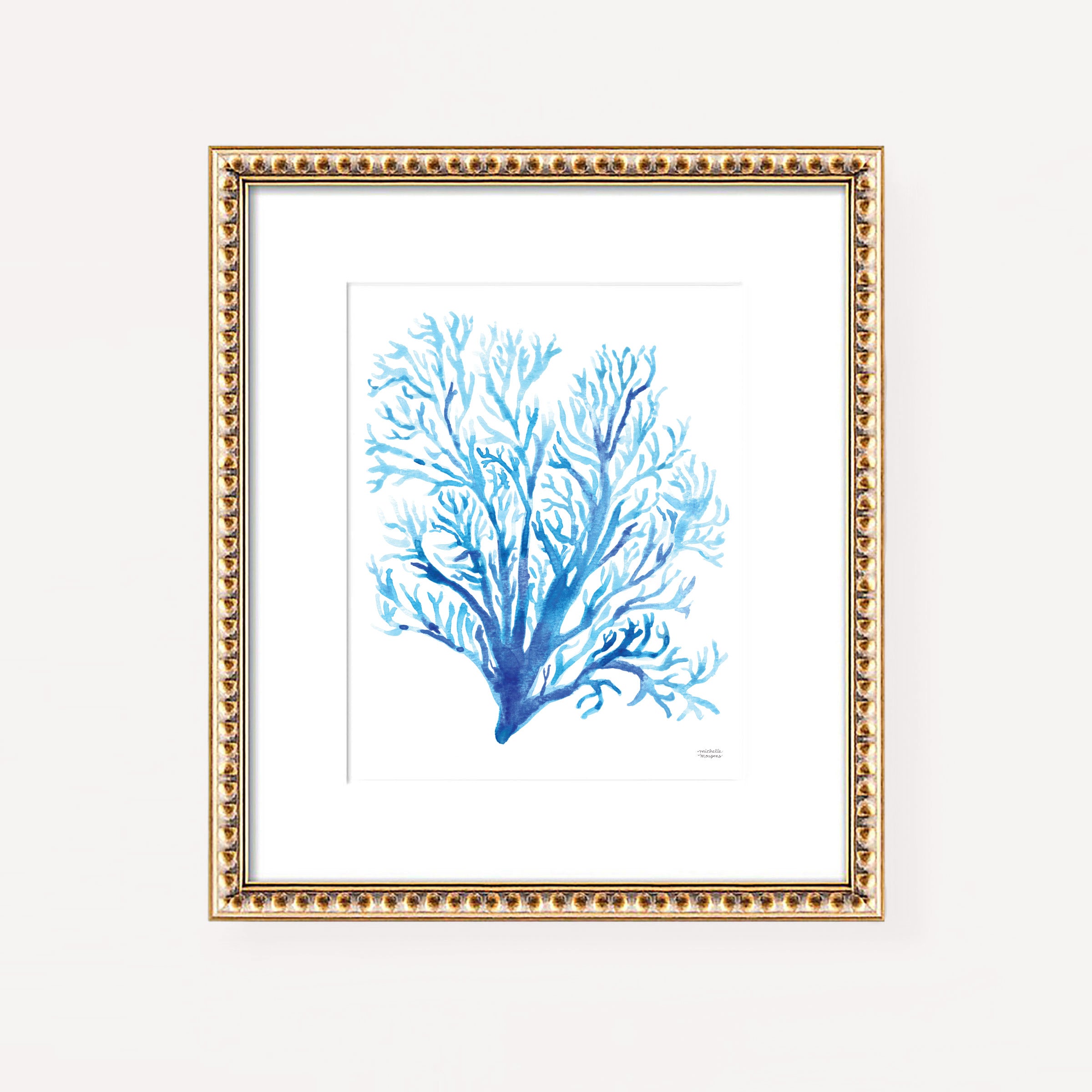 Coastal Coral Watercolor Wall Art Print Unframed